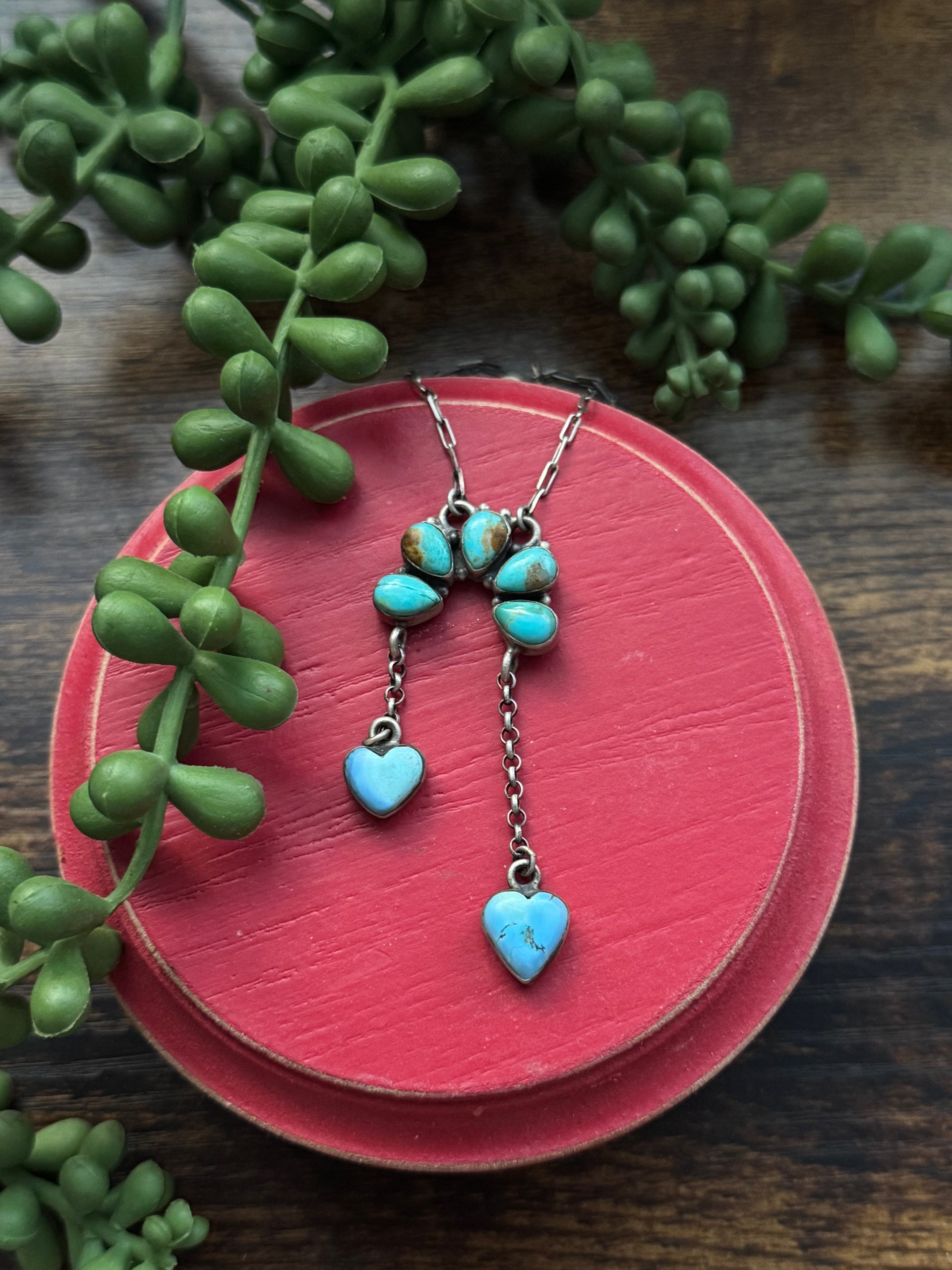 Southwest Handmade Multi Turquoise & Sterling Silver Naja Heart Necklace