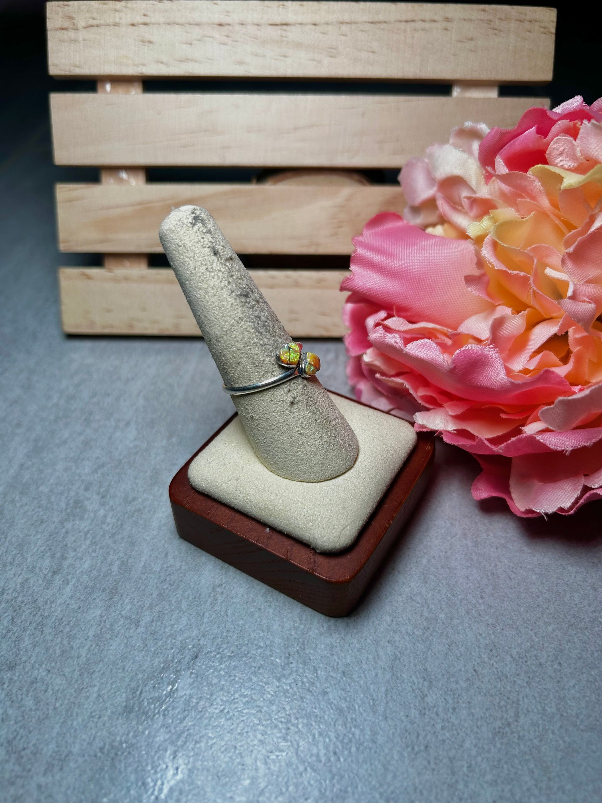 Navajo Made Opal & Sterling Silver Adjustable Ring