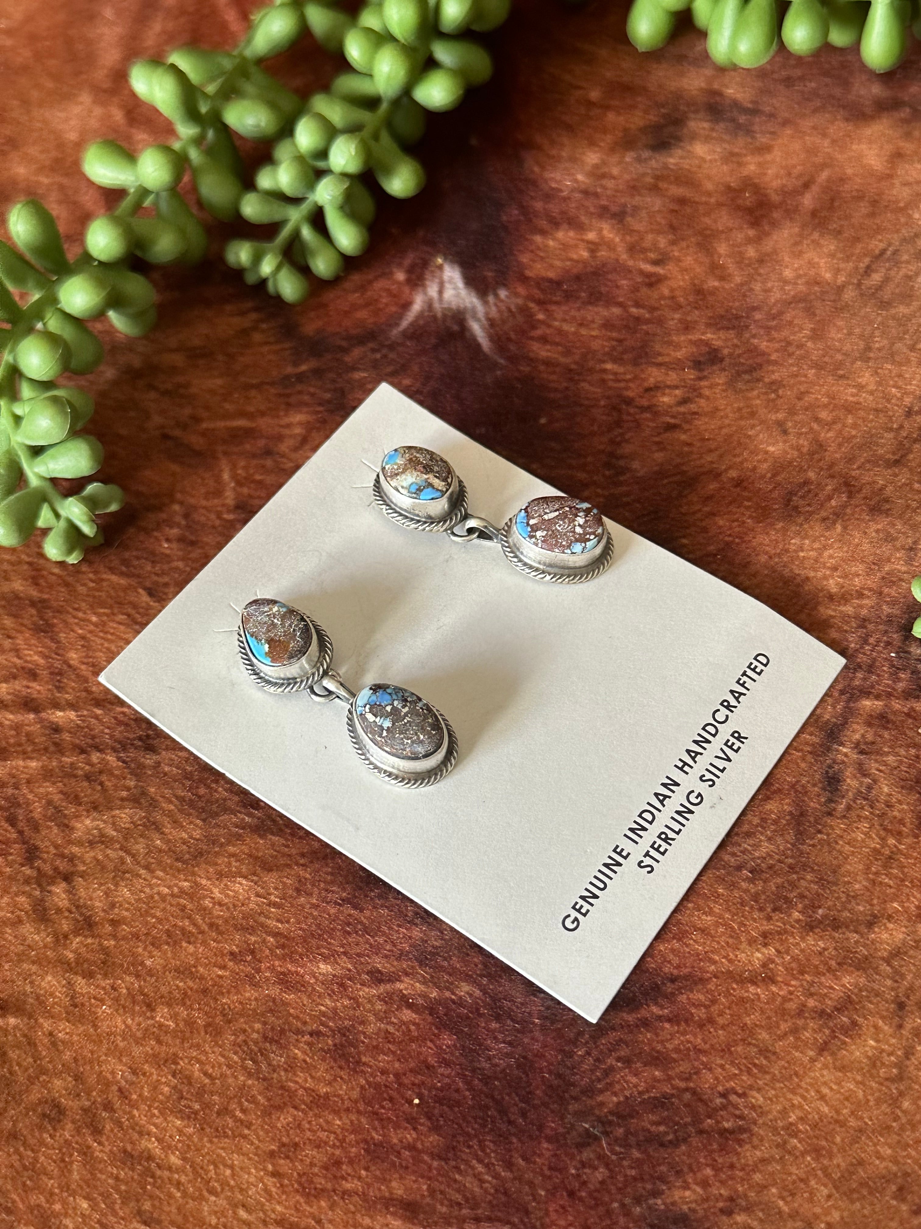 Lorenzo Juan Golden Hills Turquoise & Sterling Silver Post Dangle Earrings