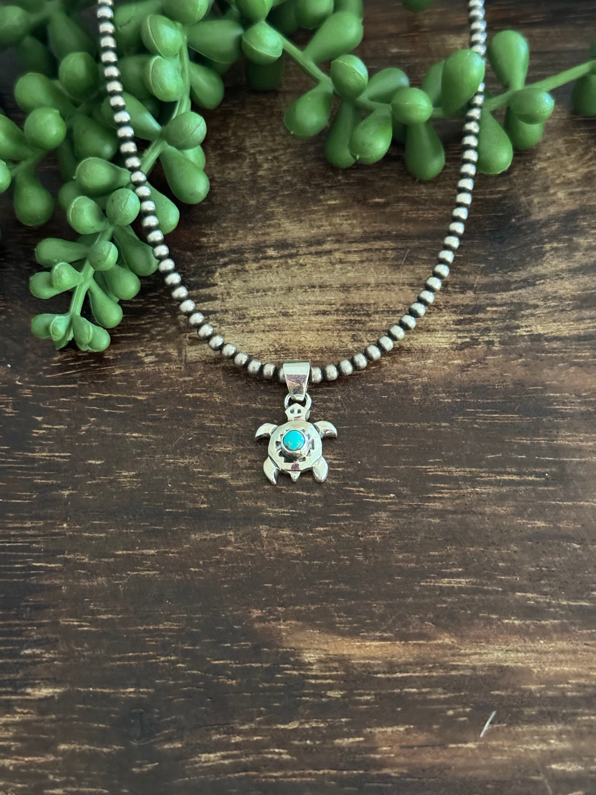 Navajo Made Kingman Turquoise & Sterling Silver Pendant