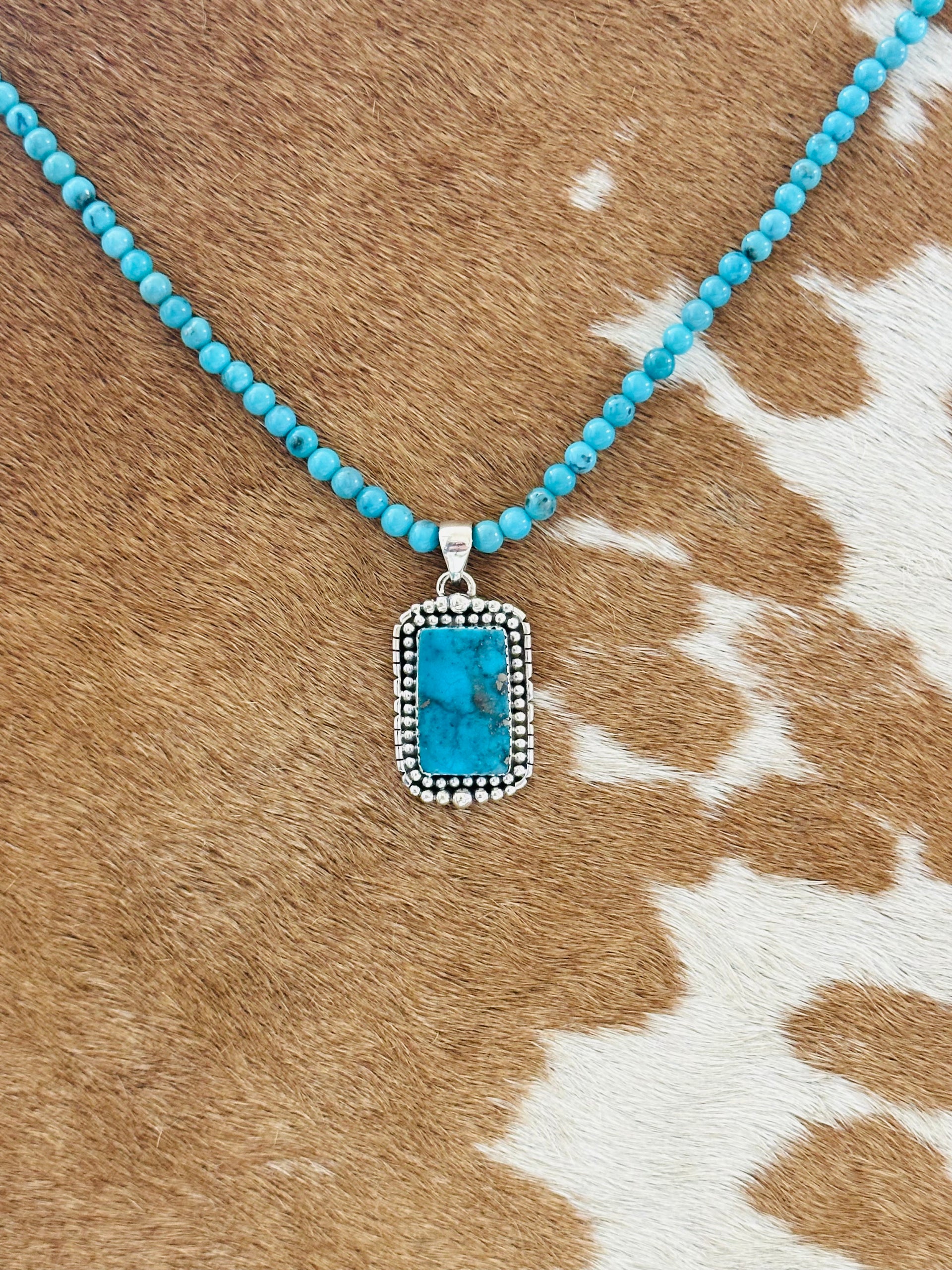 Southwest Handmade Blue Ridge Turquoise & Sterling Silver Pendant