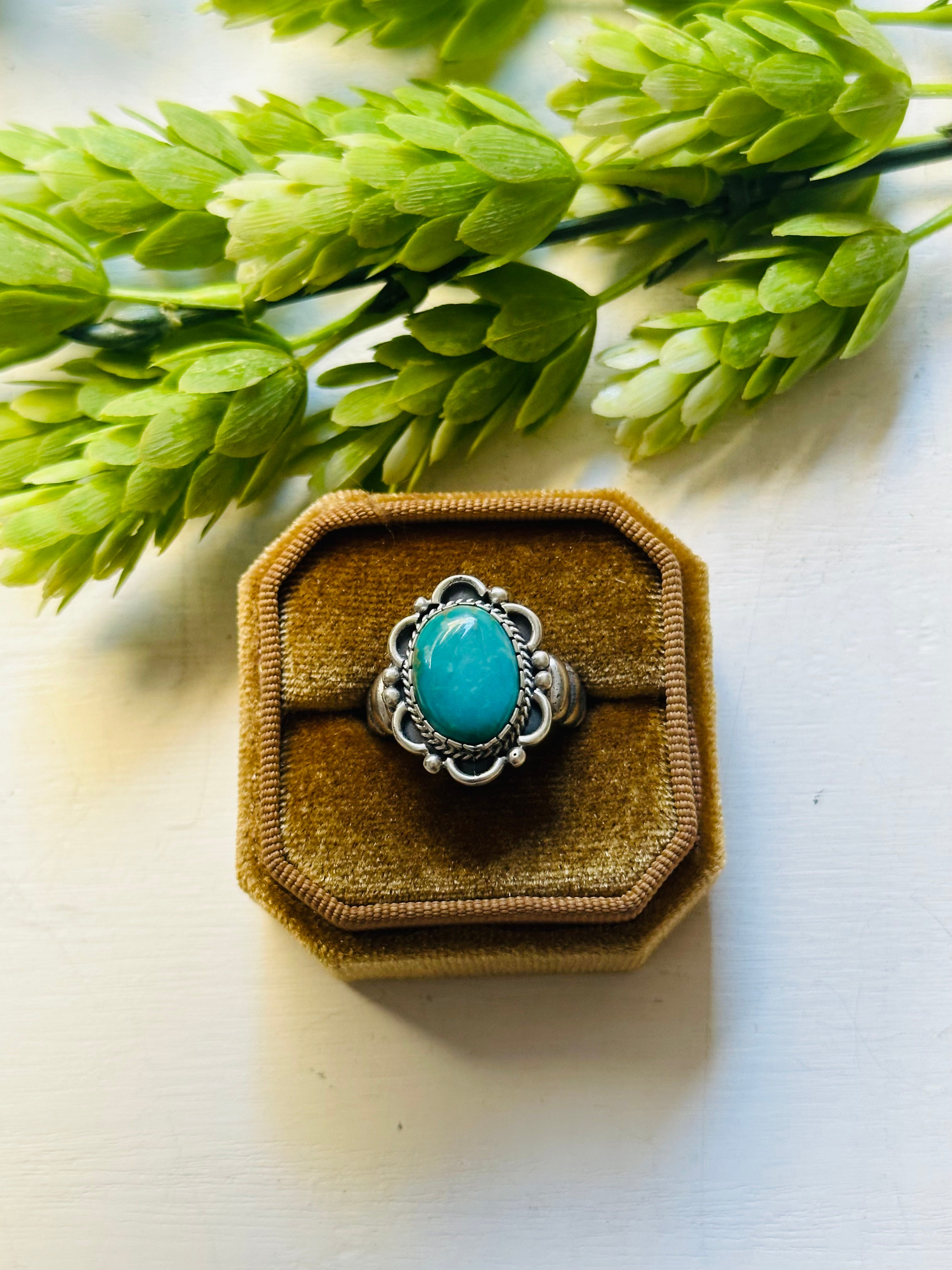 Navajo Made Kingman Turquoise & Sterling Silver Ring