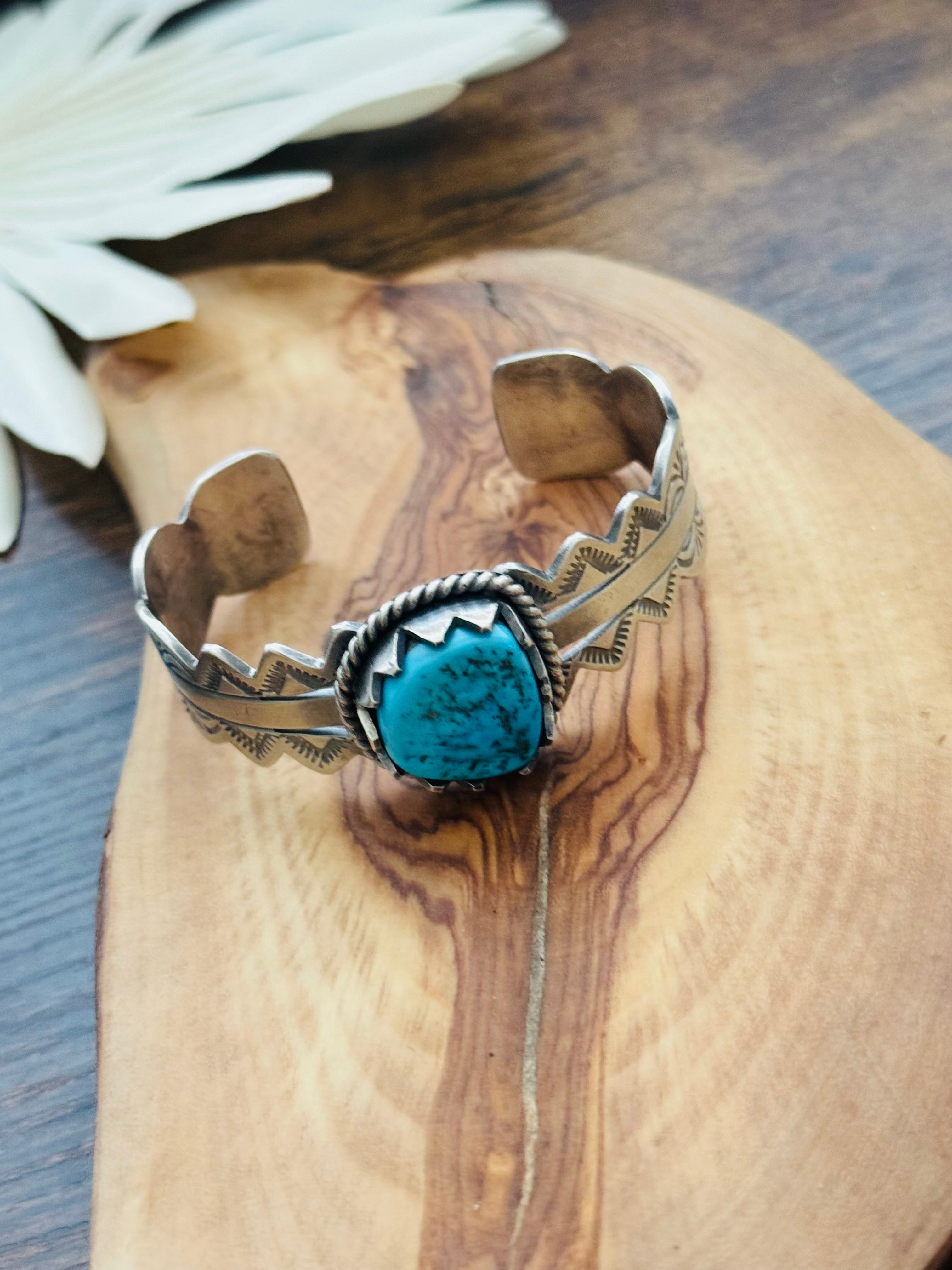 Eugene Belone Kingman Nugget Turquoise & Sterling Silver Cuff Bracelet