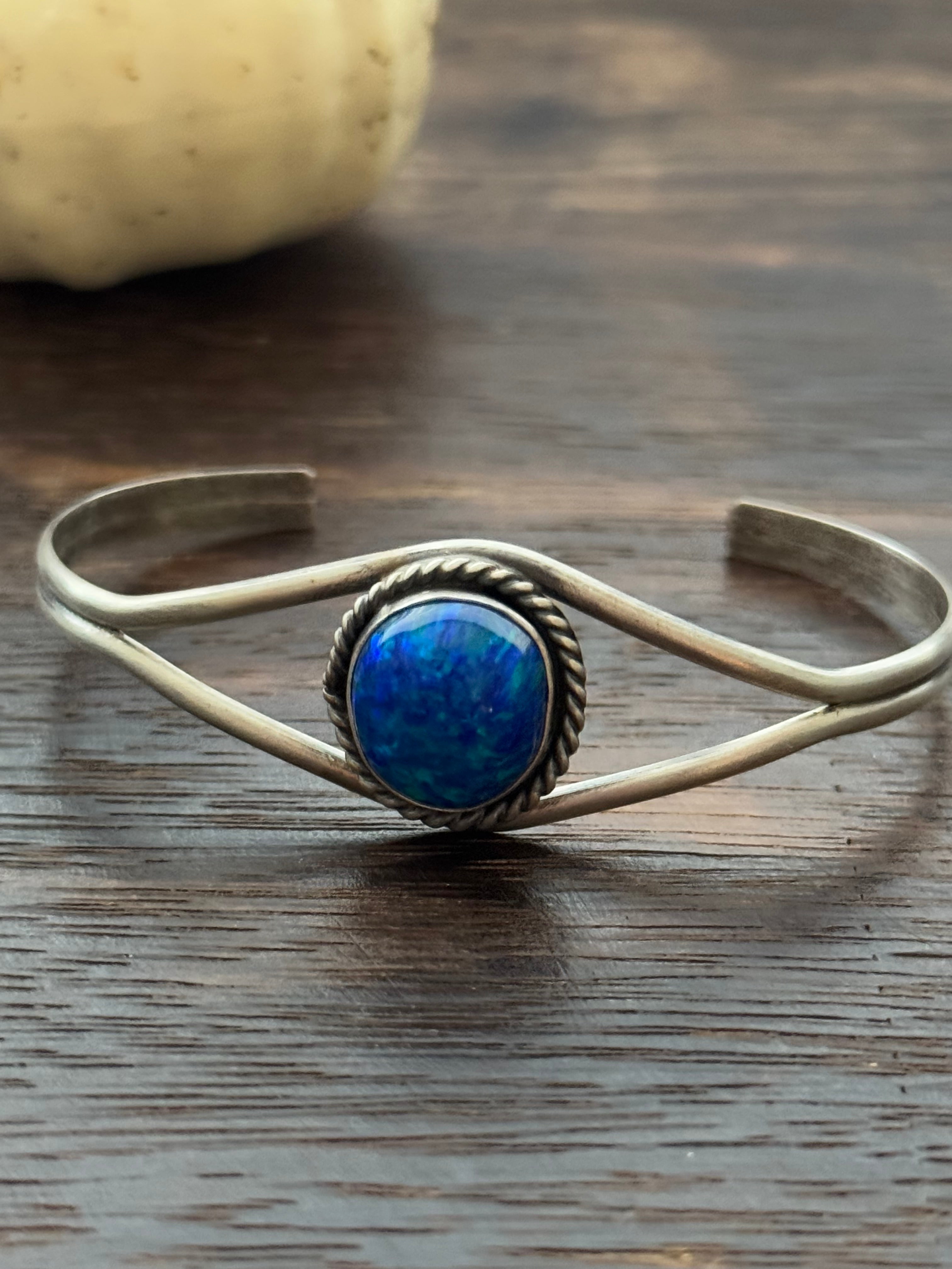 Navajo Made Opal Sterling Silver Cuff Bracelet