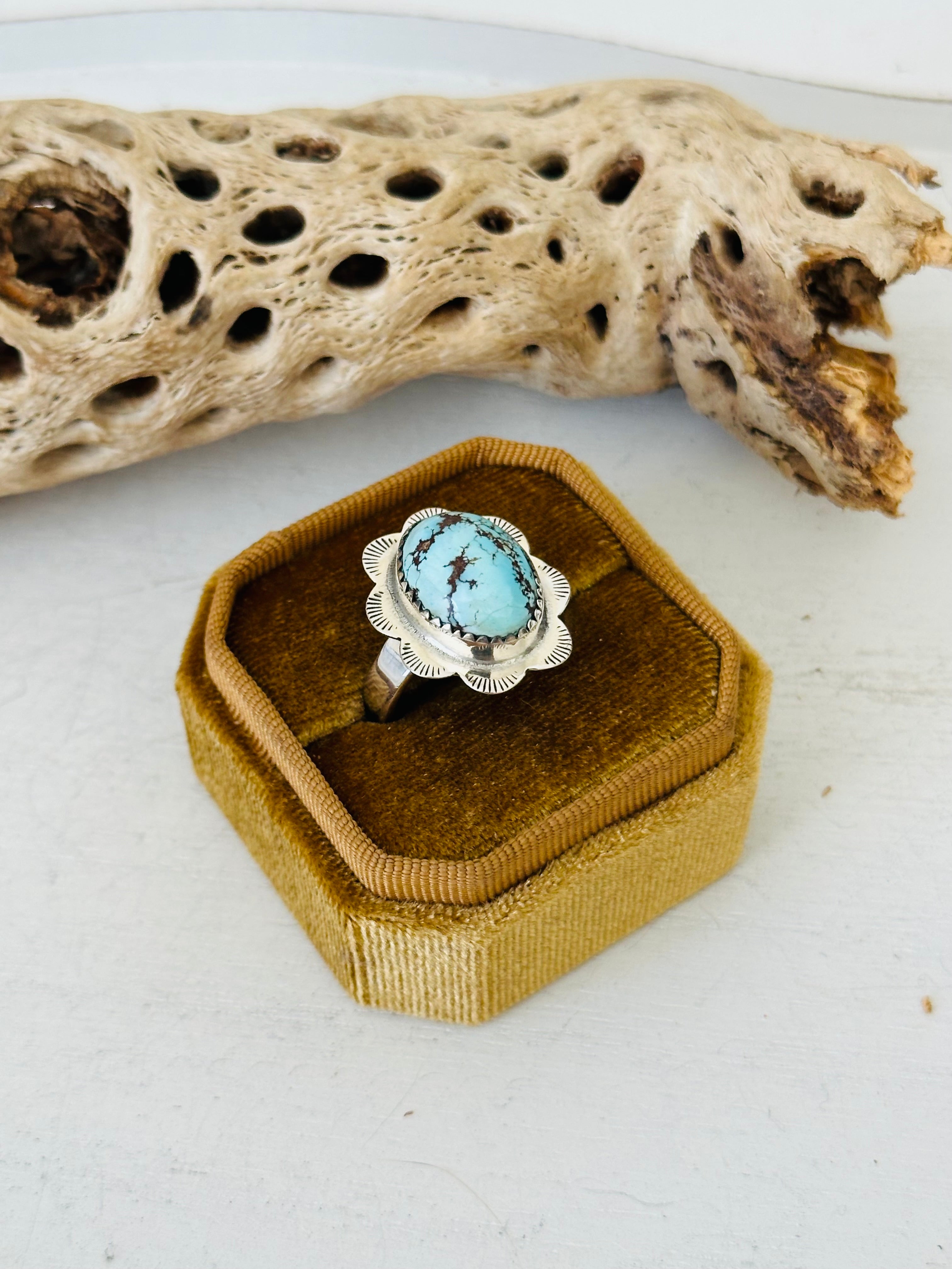 Southwest Handmade Golden Hills Turquoise & Sterling Silver Adjustable Ring