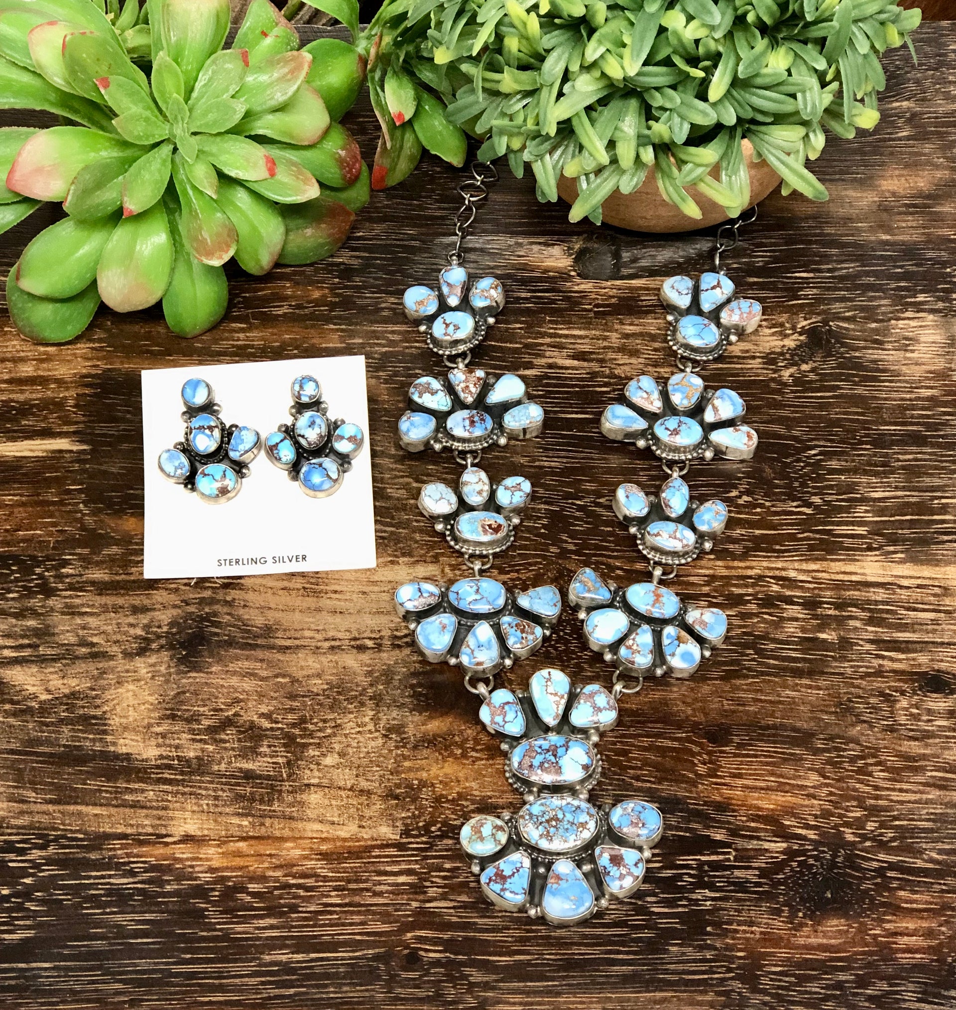 Sheila Becenti Golden Hill’s Turquoise & Sterling Silver Necklace Set