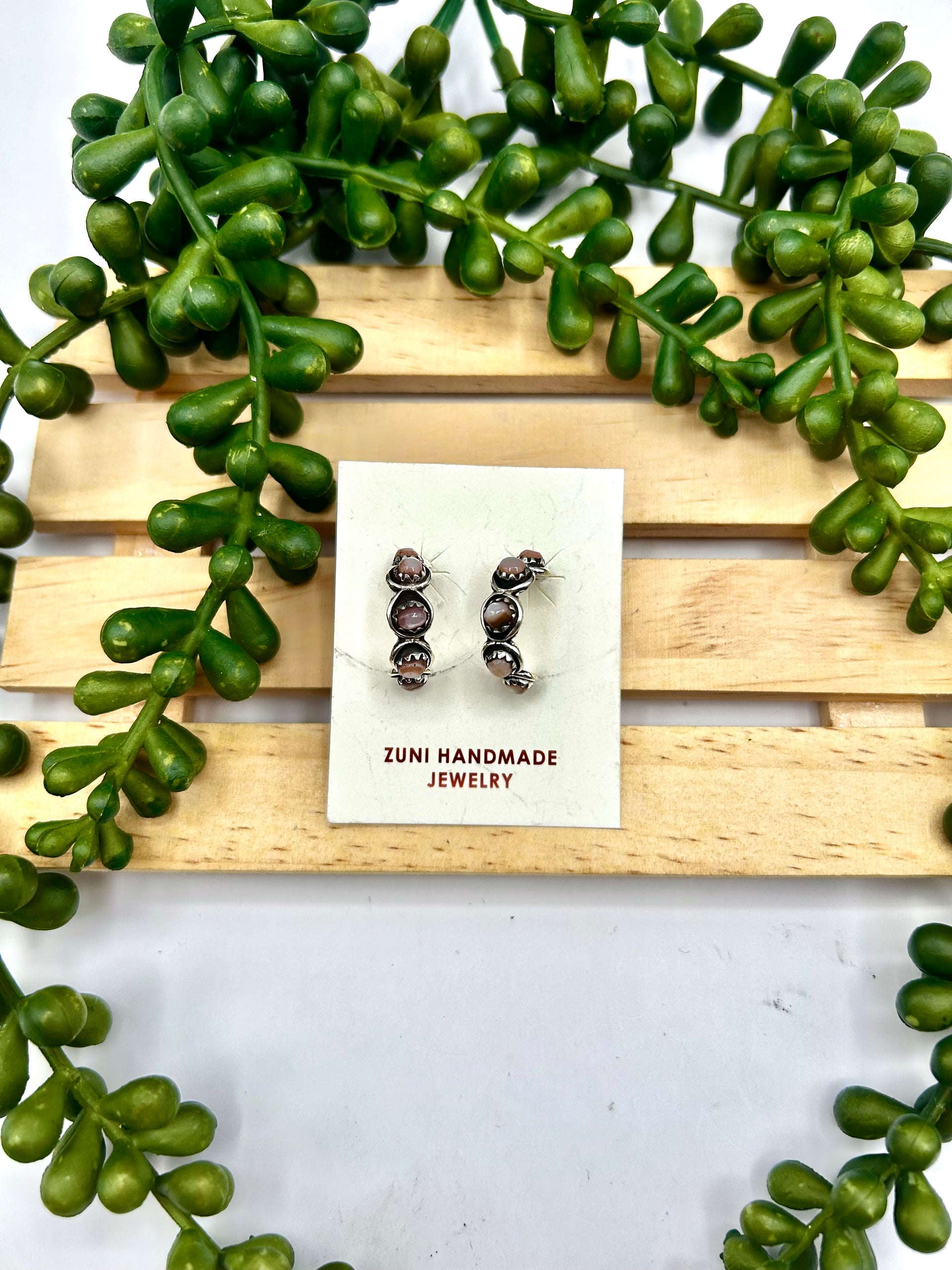 Zuni Made Mother of Perl & Sterling Silver Post Earrings