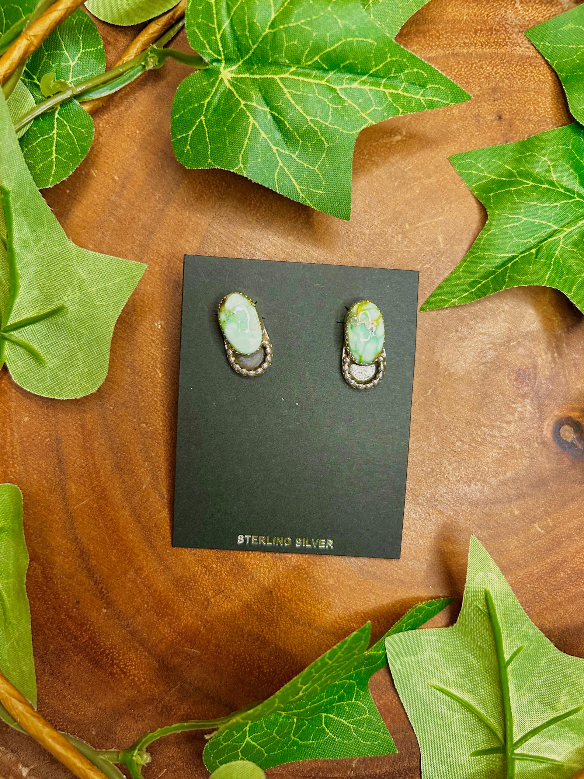 Southwest Made Paloma Variscite & Sterling Silver Post Earrings