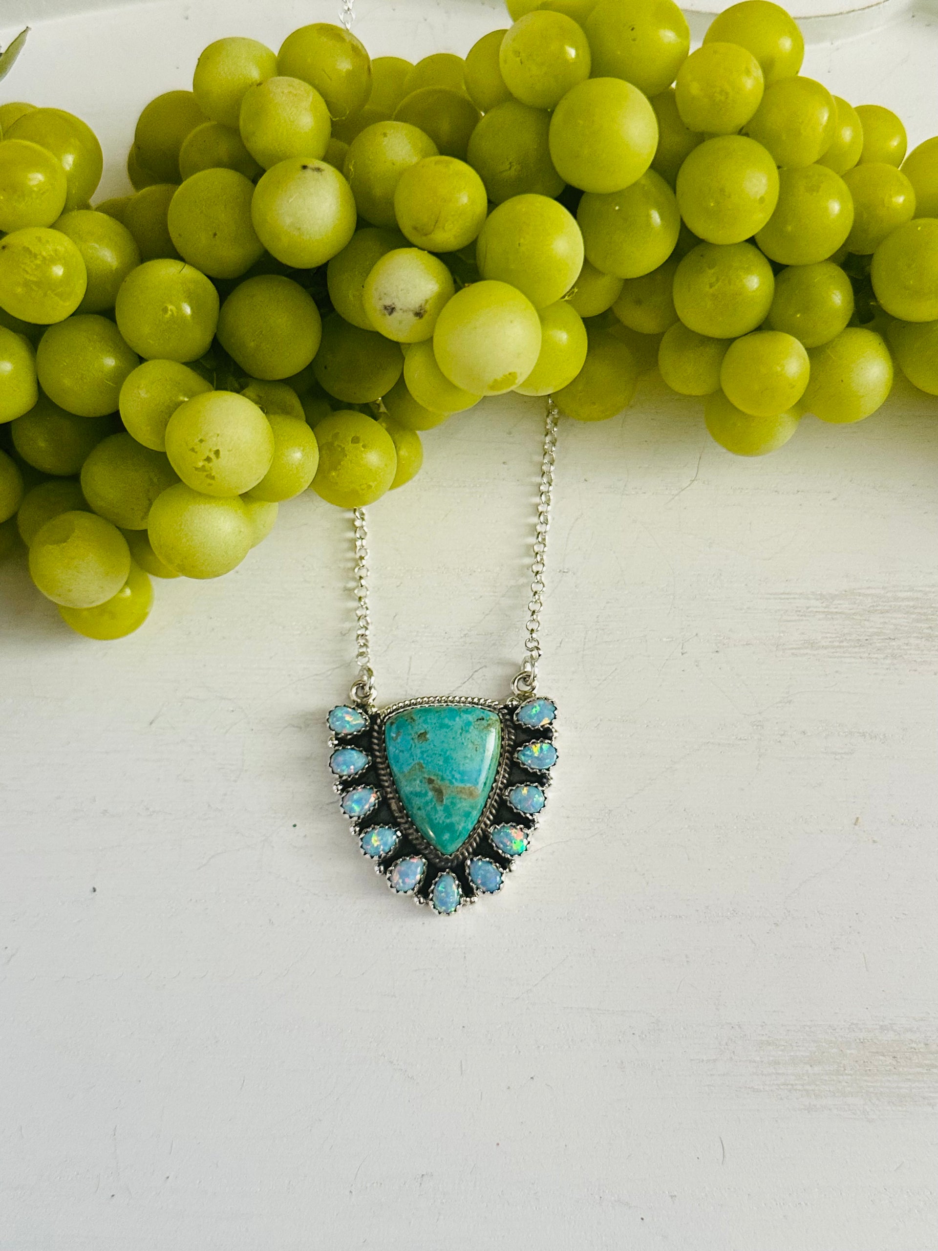 Southwest Handmade Multi Stone & Sterling Silver Cluster Necklace