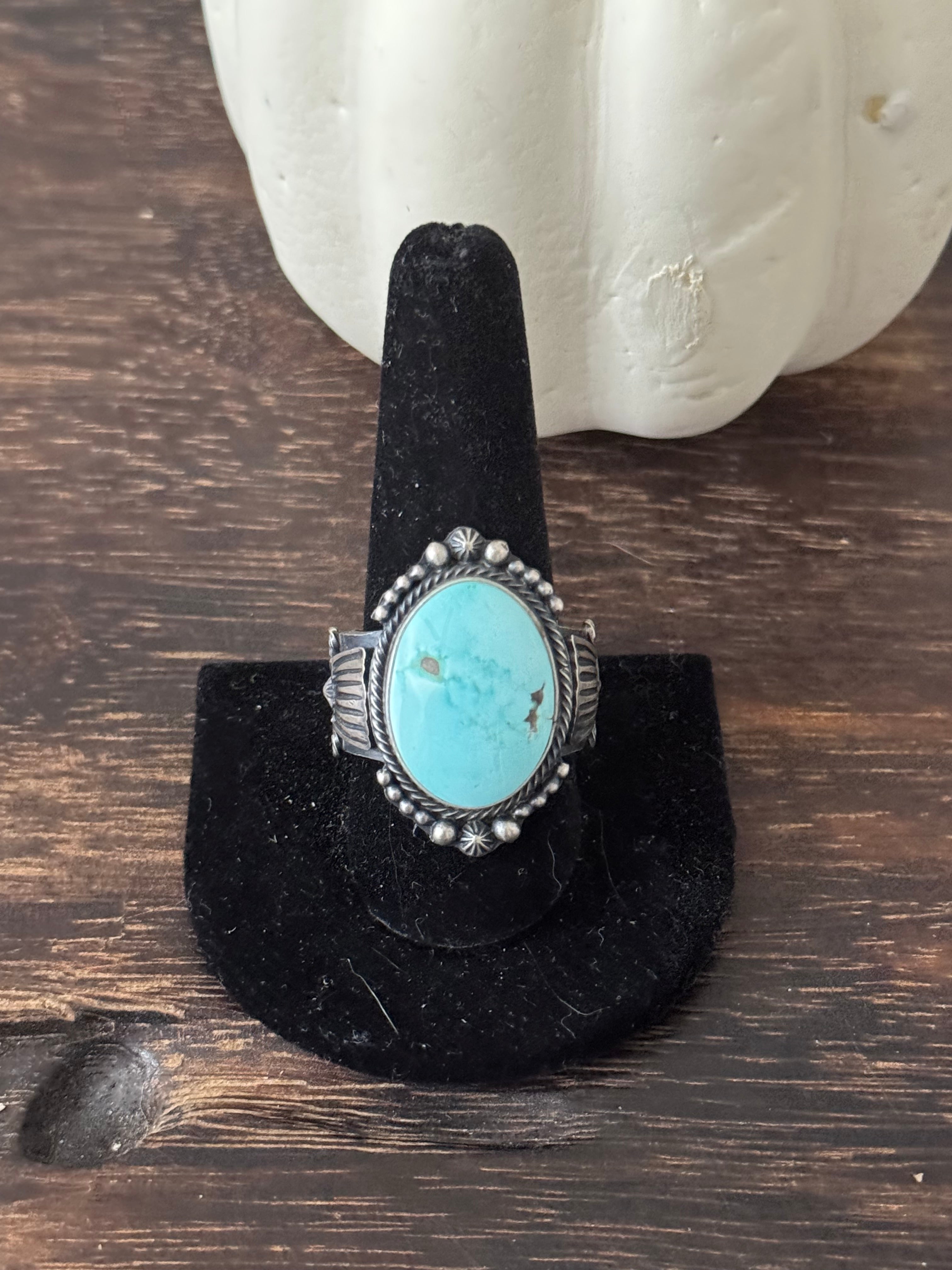 Sheila Tso Sonoran Mountain Turquoise Sterling Silver Ring Size 11