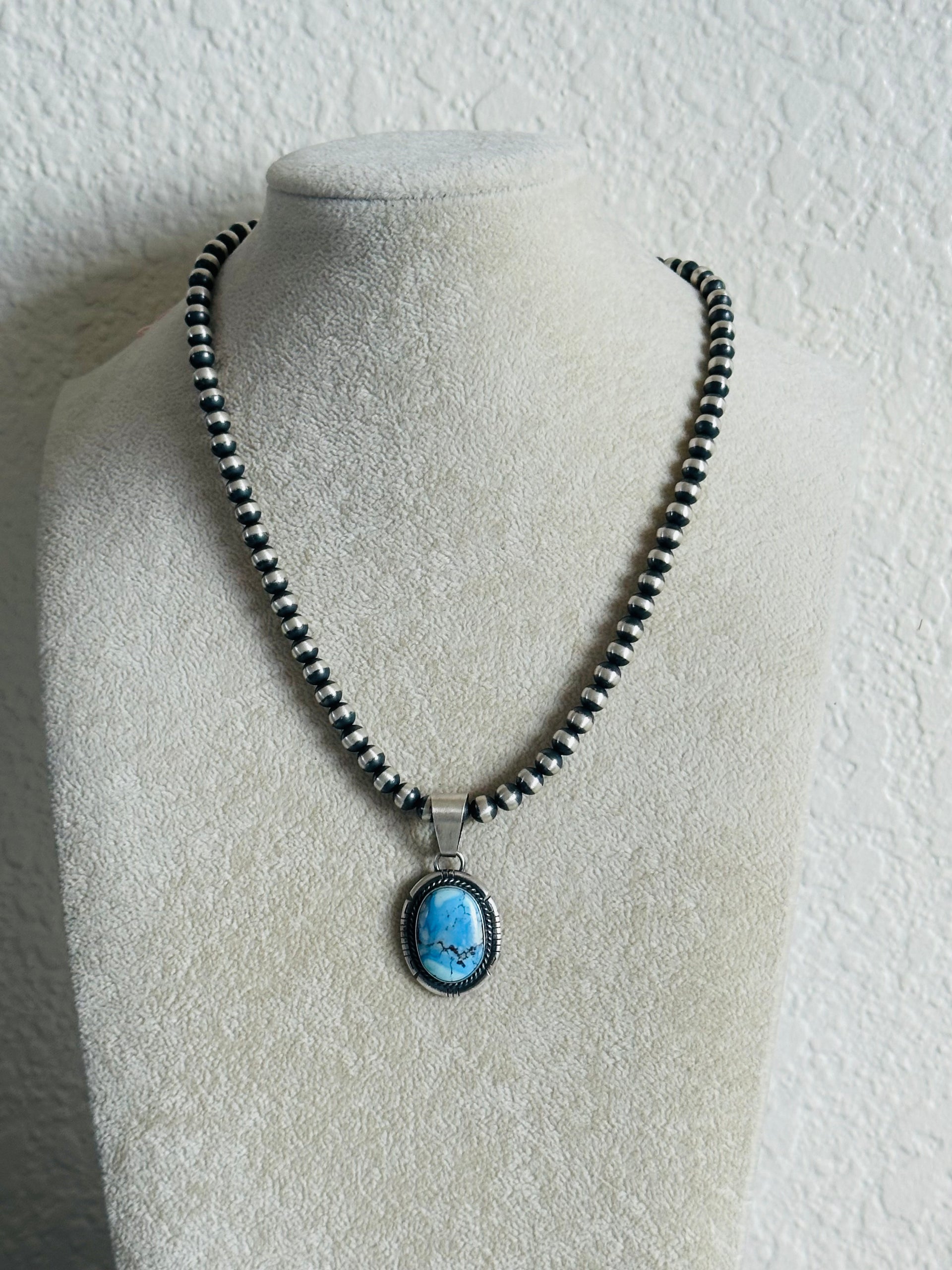 Dave Skeets Golden Hills Turquoise & Sterling Silver Pendant