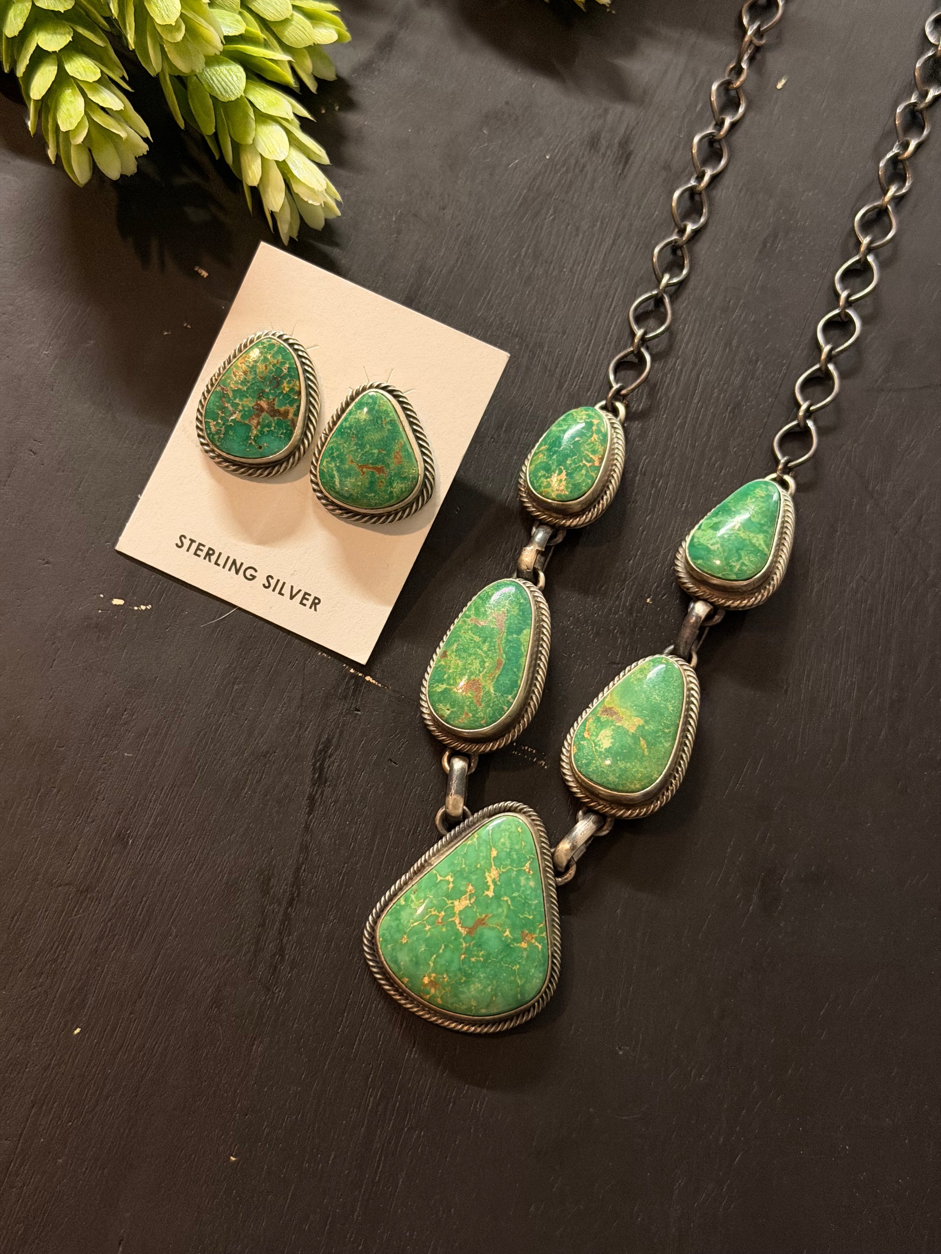 Darrin Livingston Royston Turquoise & Sterling Silver Necklace Set