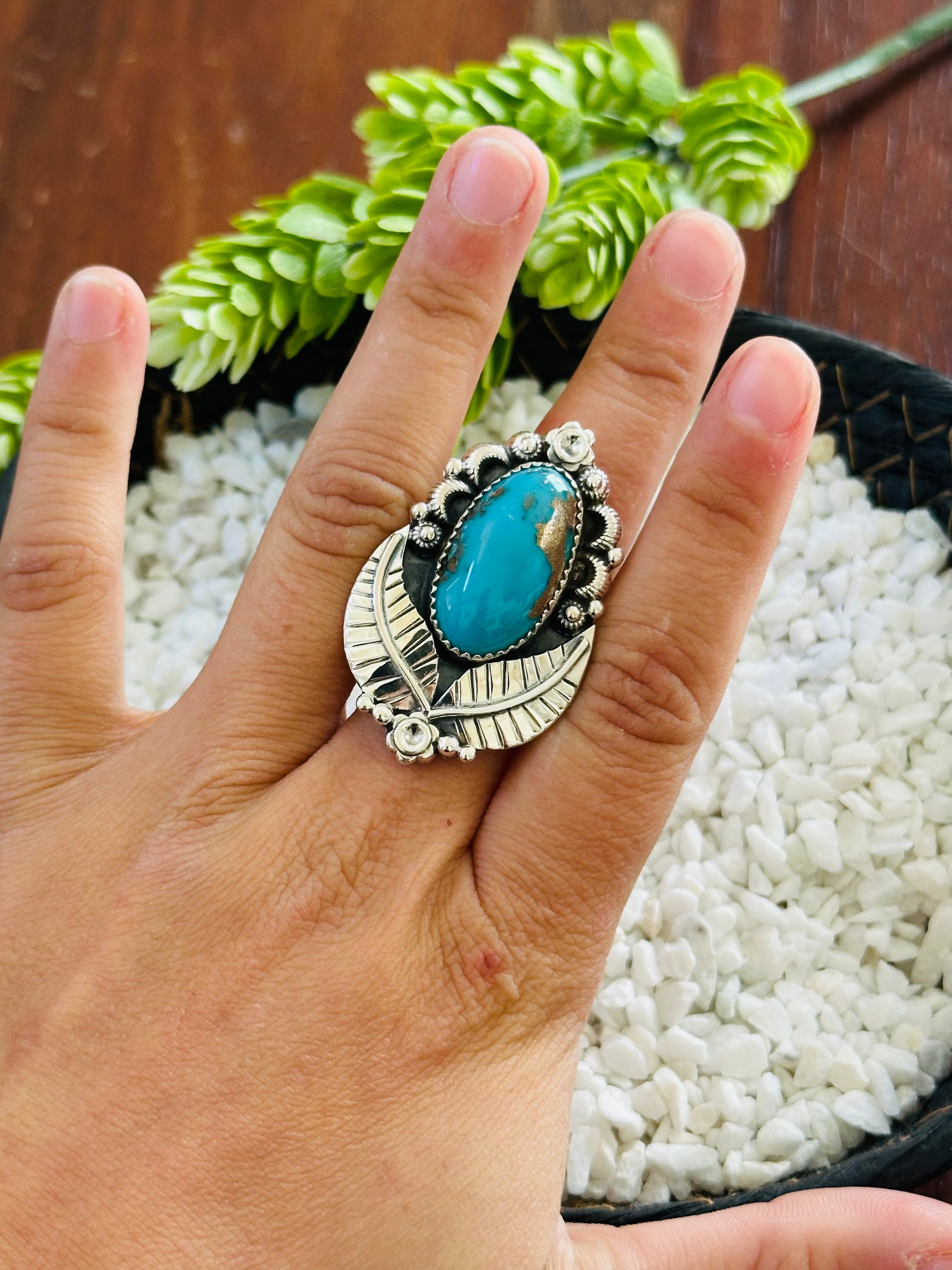 TTD “Retro” Kingman Turquoise & Sterling Silver Adjustable Ring