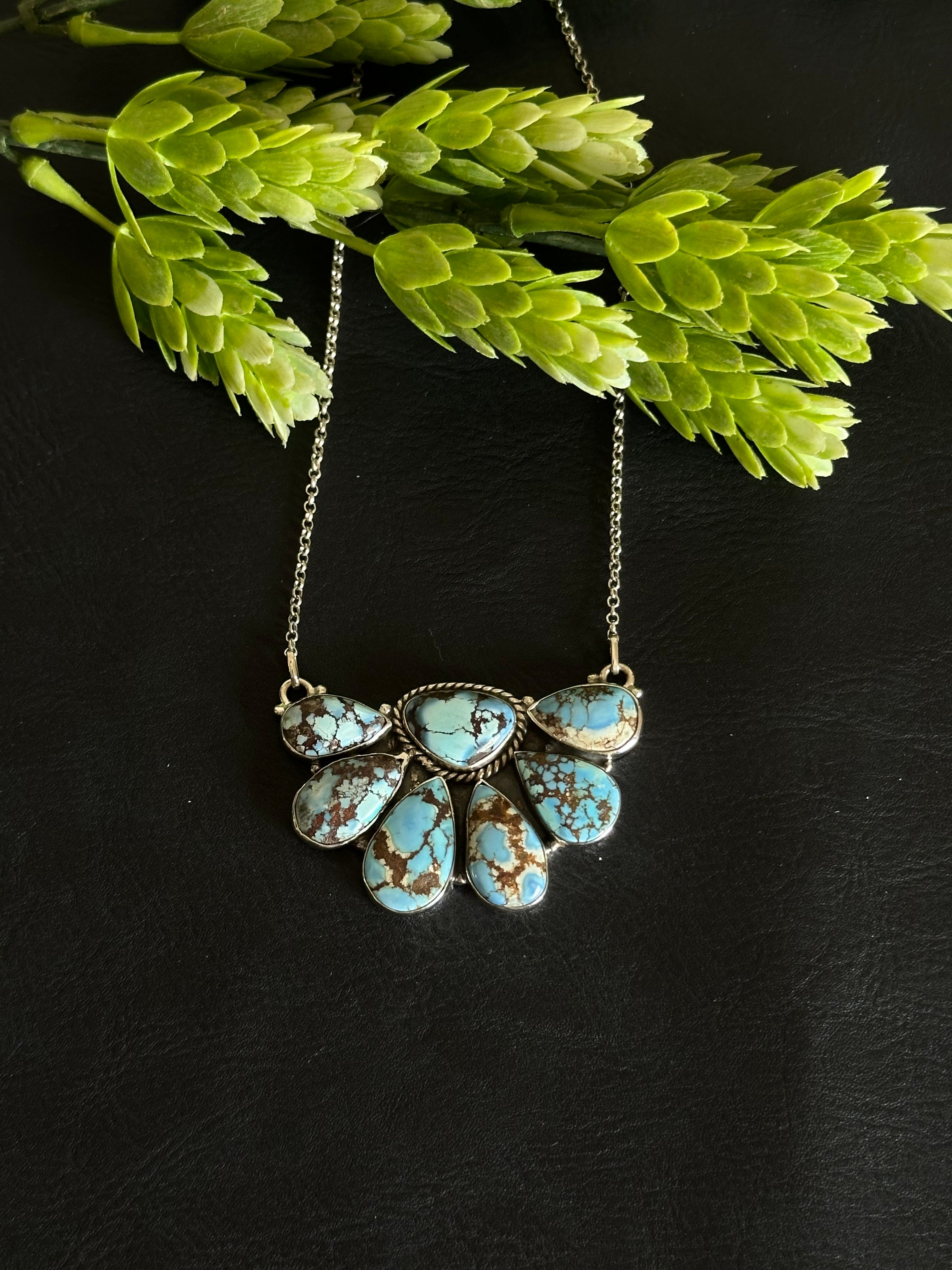 Southwest Handmade Golden Hills Turquoise & Sterling Silver Necklace