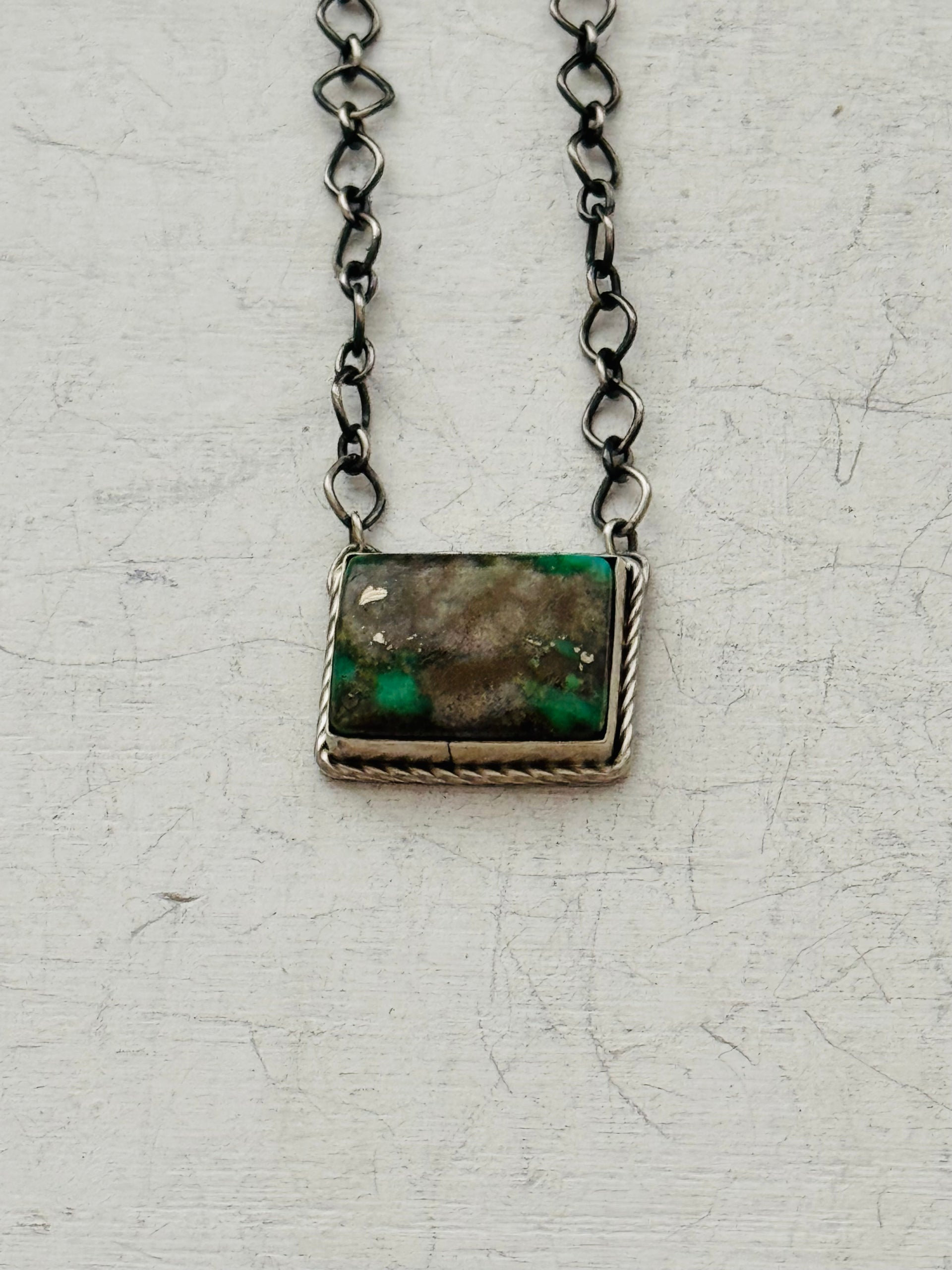 Navajo Made Royston Turquoise & Sterling Silver Necklace