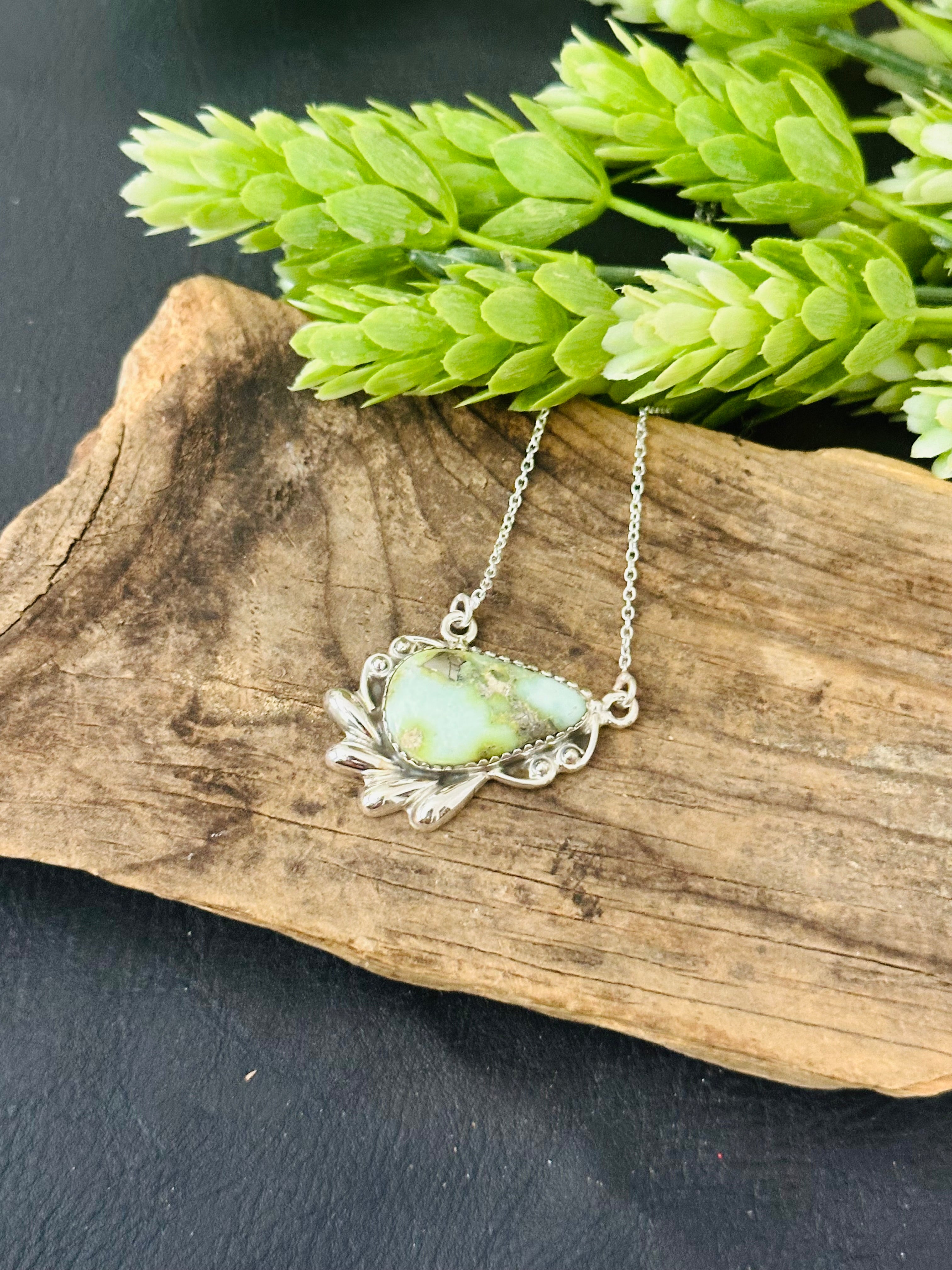 Southwest Palomino Variscite & Sterling Silver Necklace