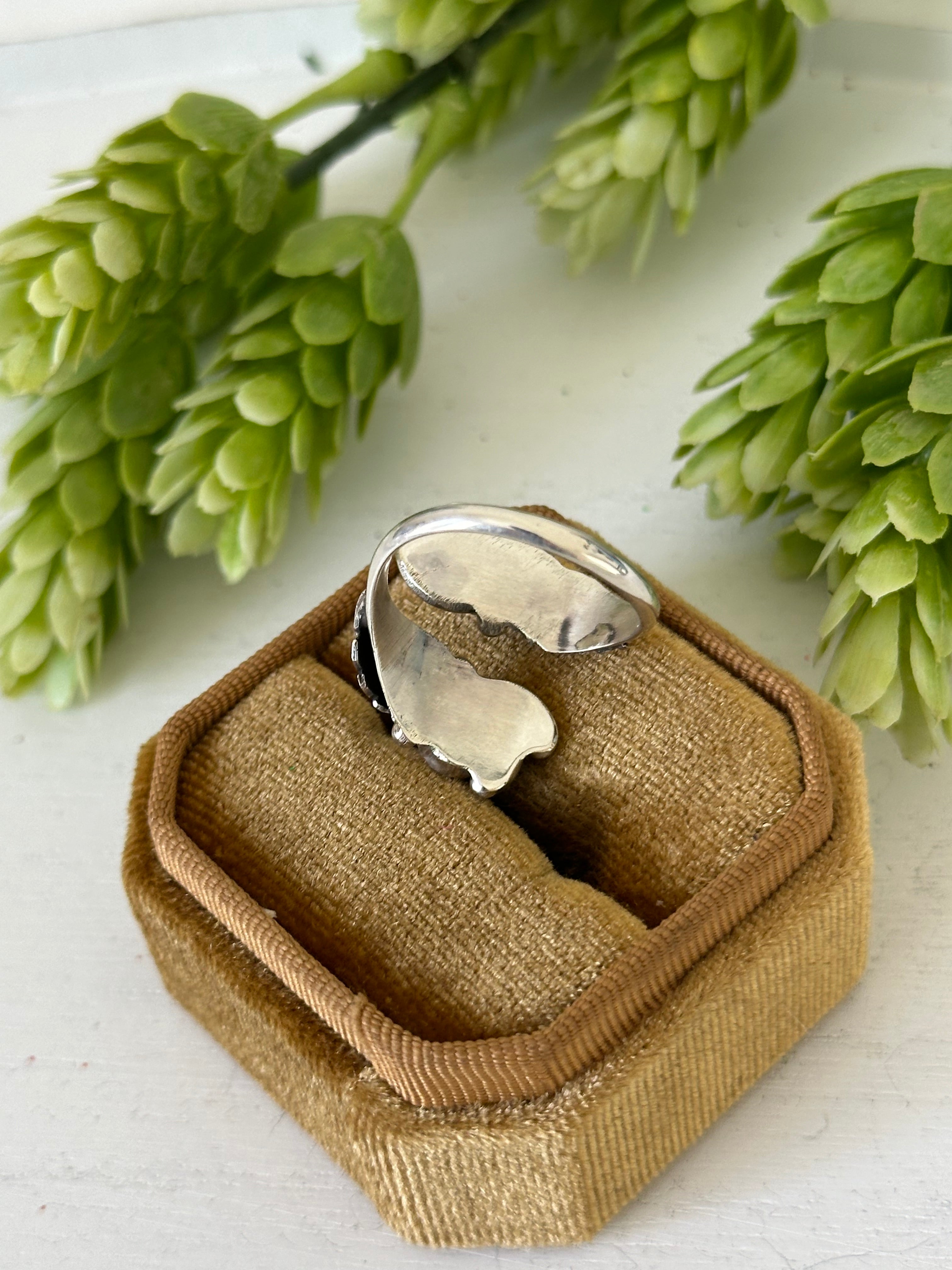 Navajo Made Pink Conch & Sterling Silver Adjustable Ring