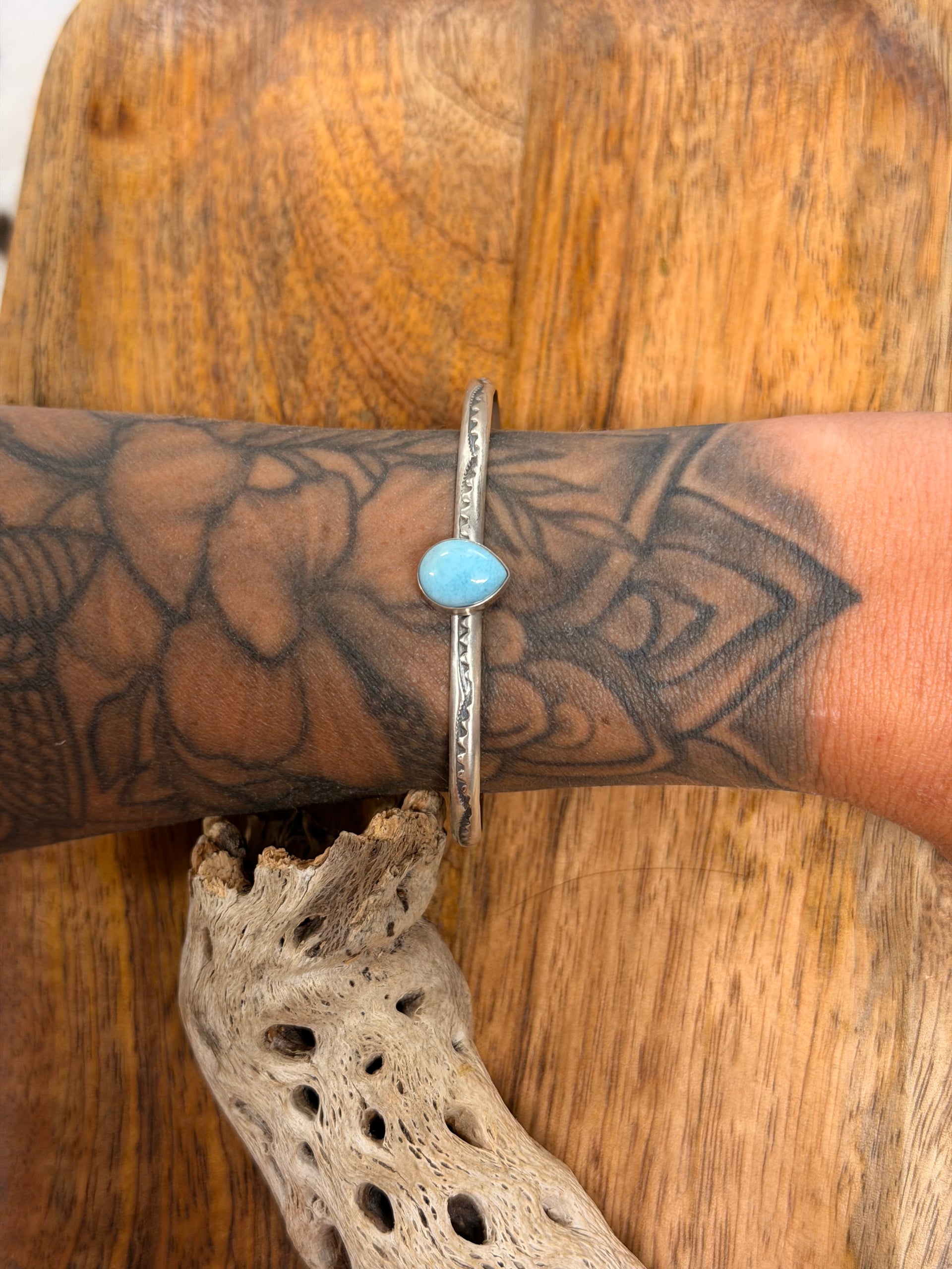 Navajo Made Larimar & Sterling Silver Cuff Bracelet