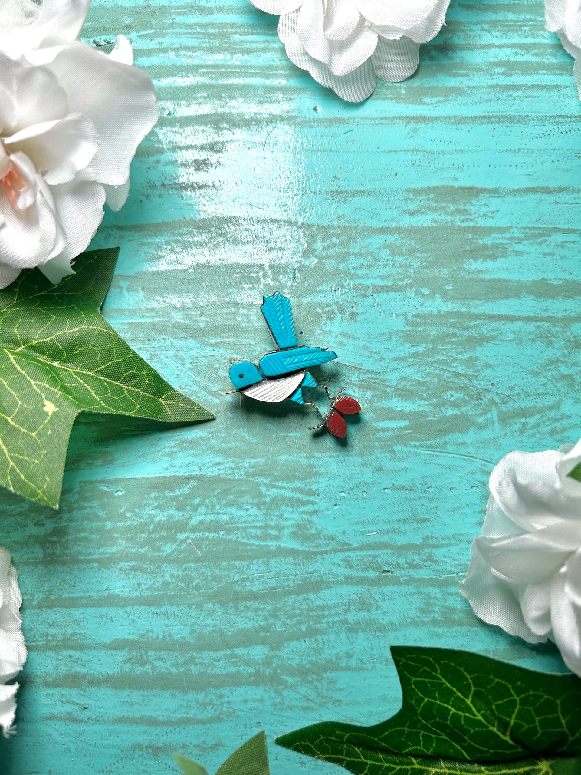 Zuni Made Multi Stone Inlay & Sterling Silver Pendant/Pin