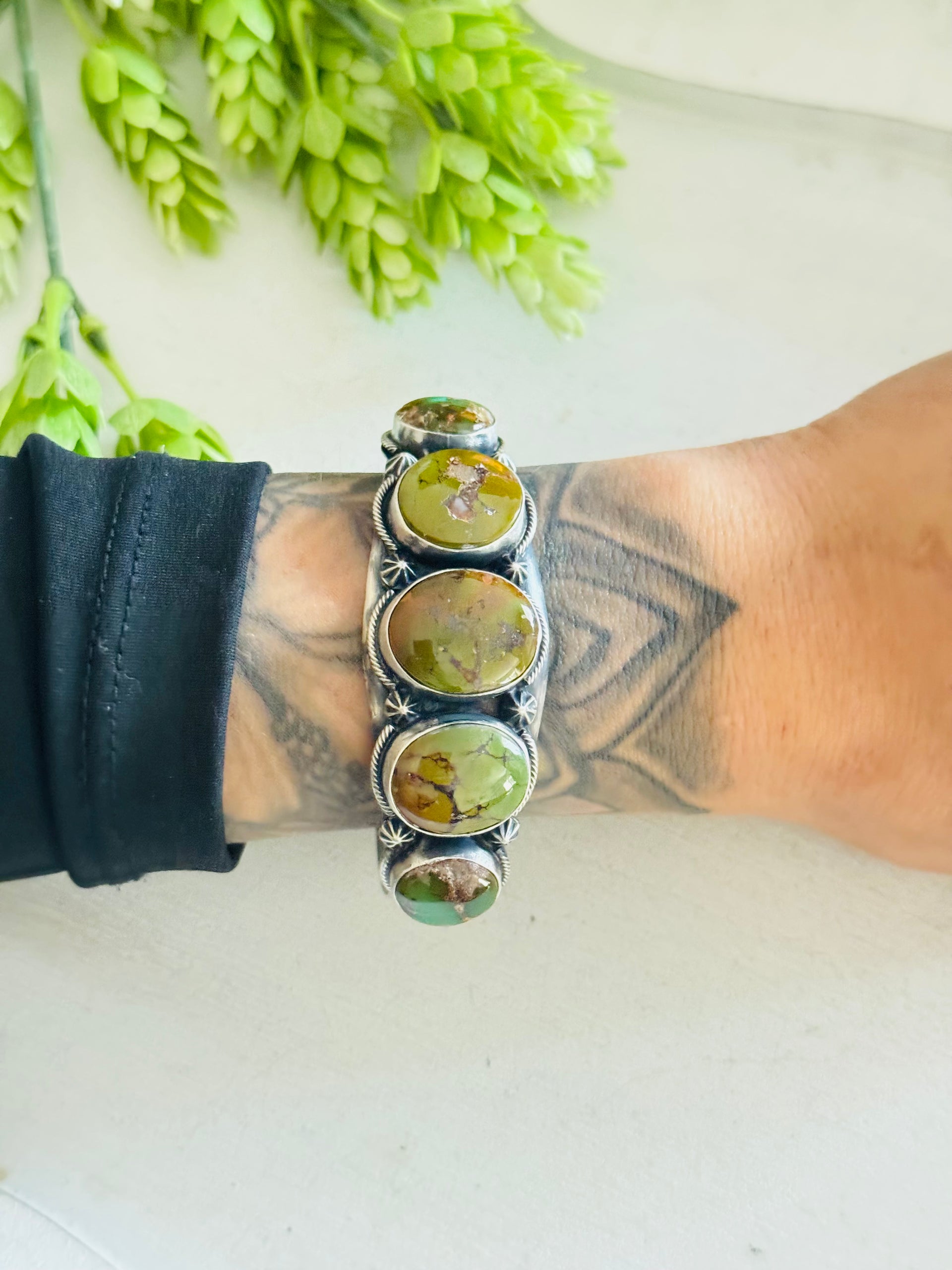 Navajo Made Royston Turquoise  & Sterling Silver Cuff Bracelet