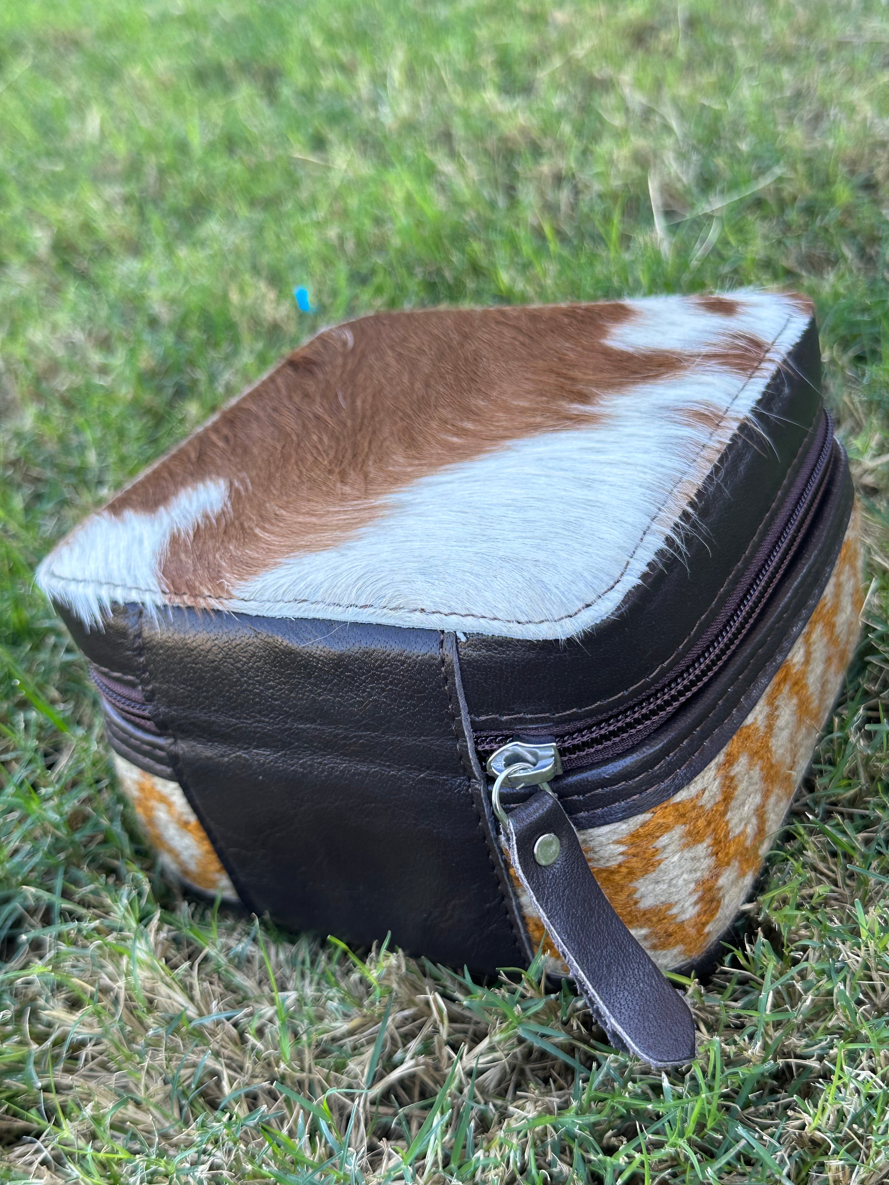 Genuine Leather Cowhide Jewelry Box