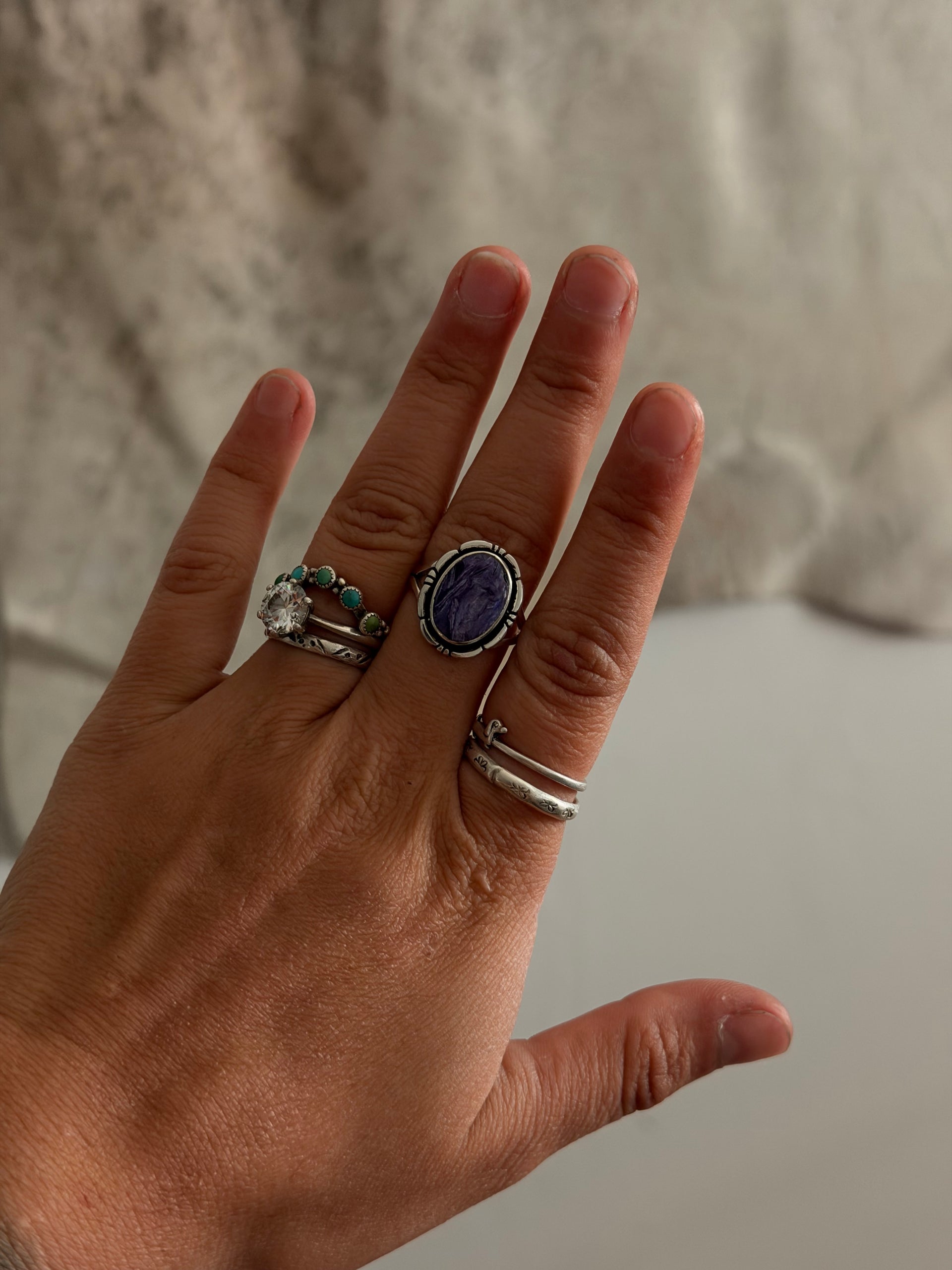 Navajo Made Charoite & Sterling Silver Ring