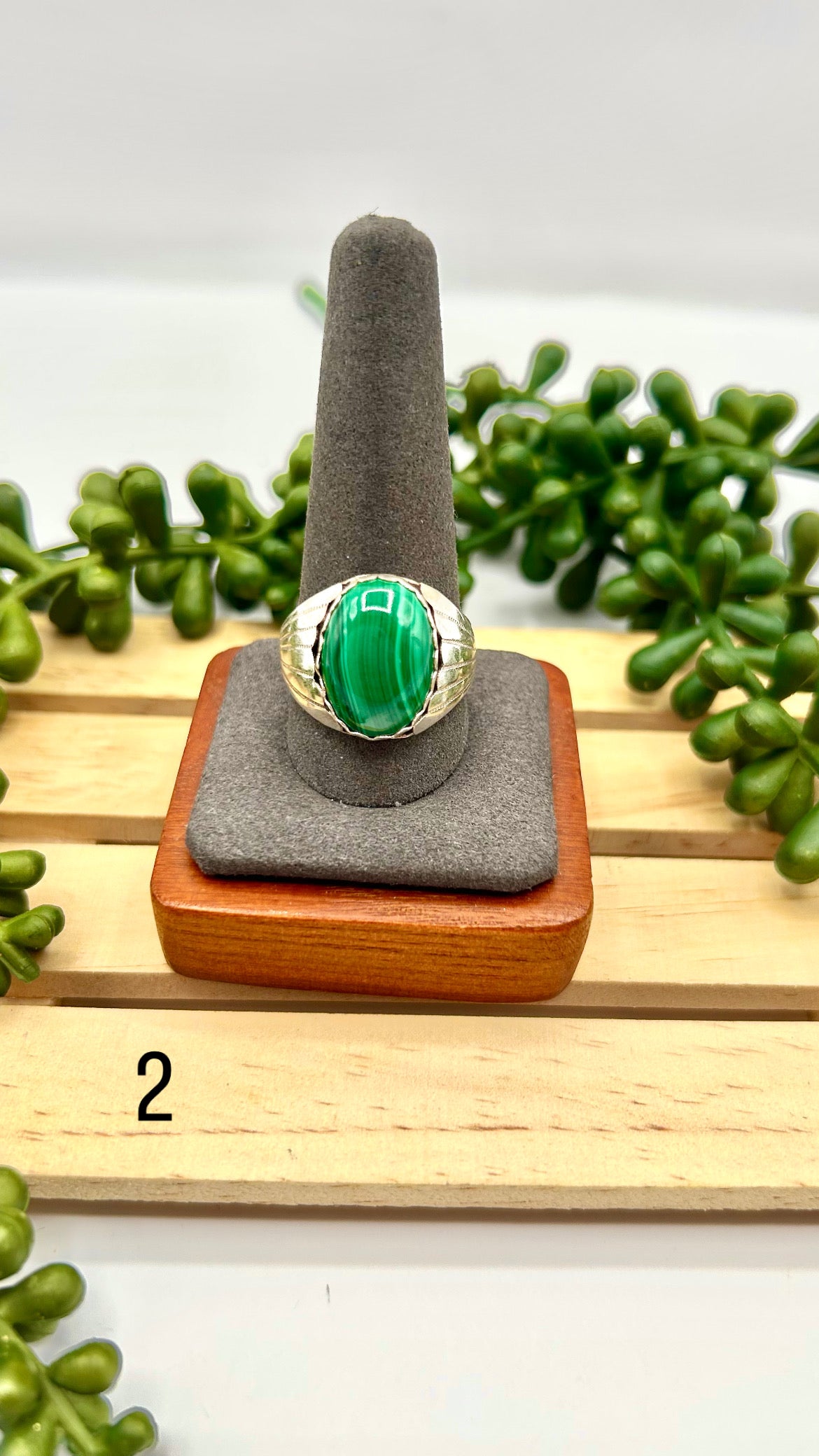 Navajo Made Malachite & Sterling Silver Ring