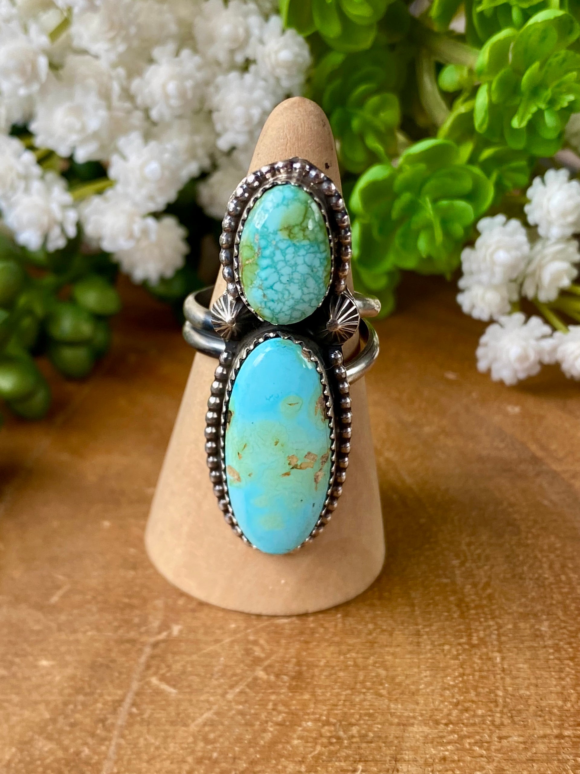 Tia Long Sonoran Mountain Turquoise & Sterling Silver Adjustable Ring