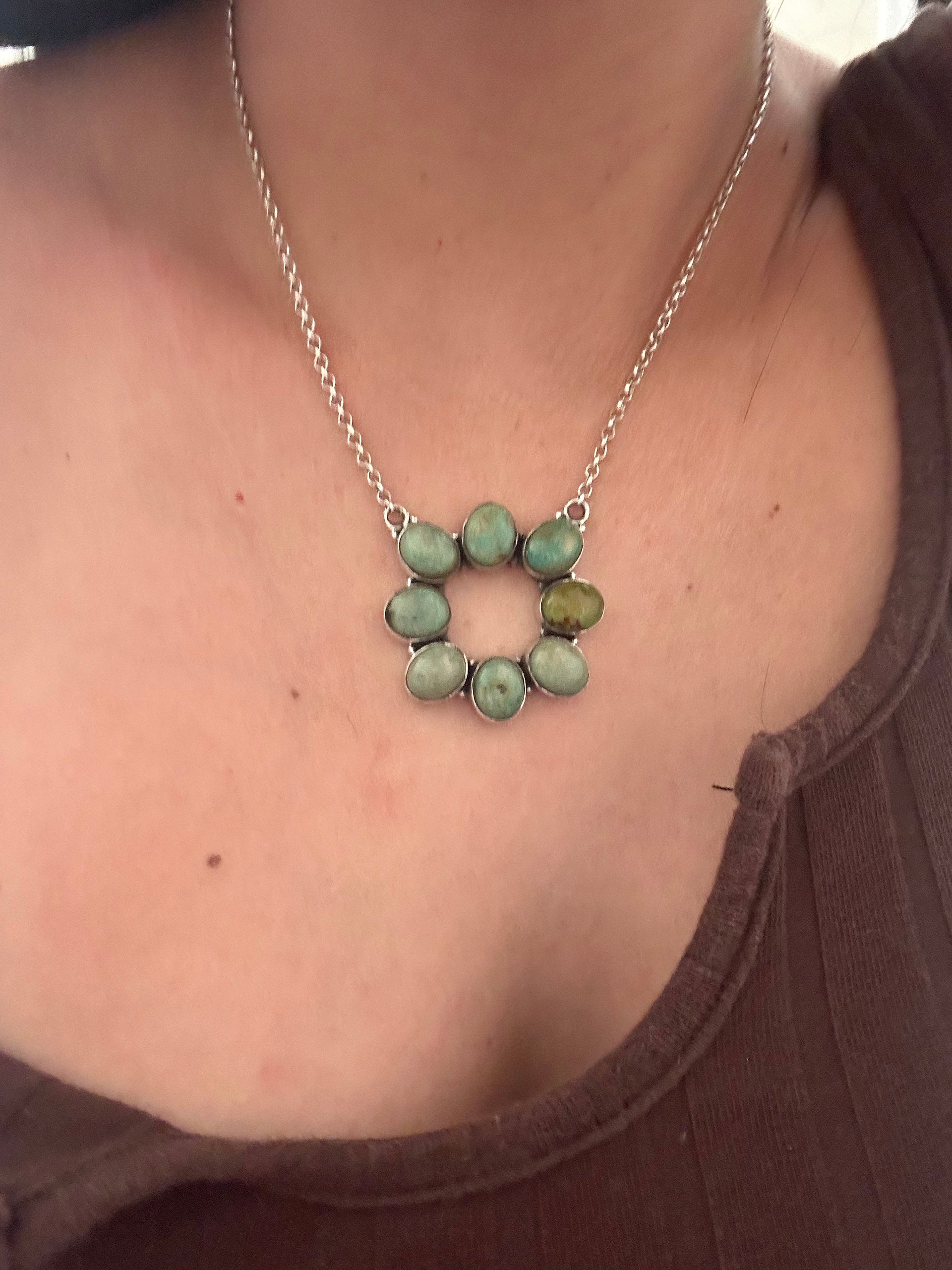 Southwest Made Kingman Turquoise & Sterling Silver Necklace
