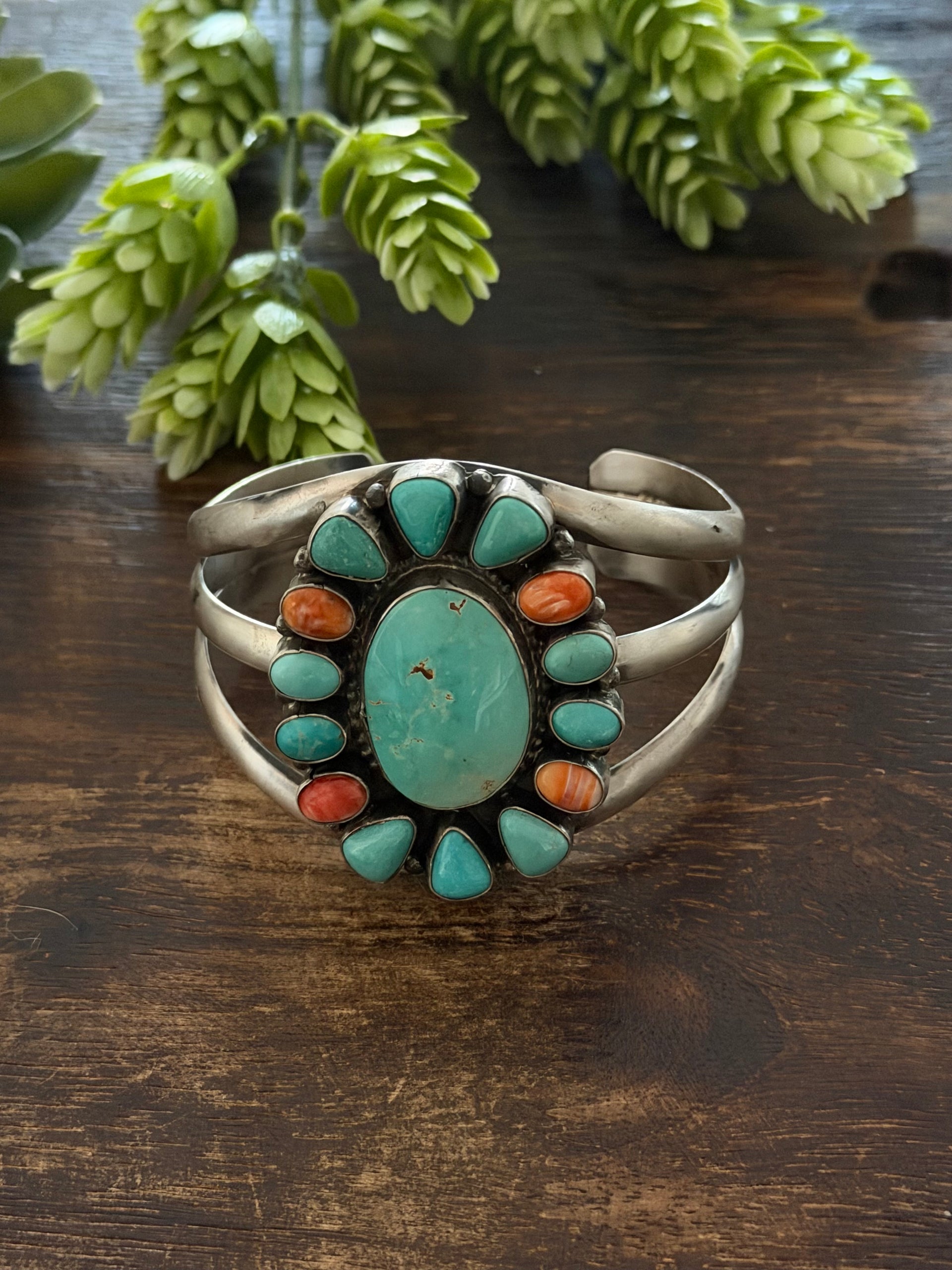 Sheila Becenti Multi Stone & Sterling Silver Cuff Bracelet