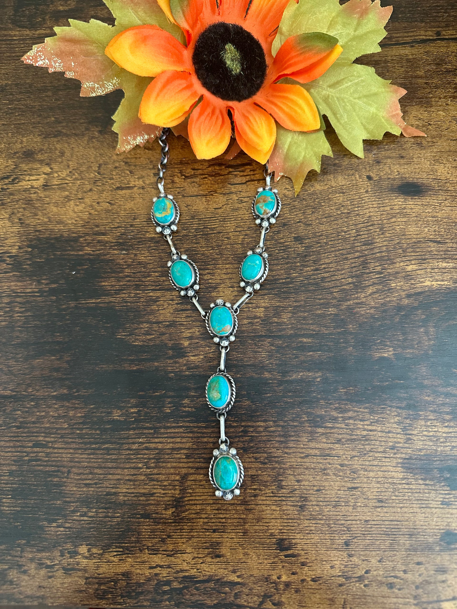 Augustine Largo Kingman Turquoise & Sterling Silver Lariat Necklace