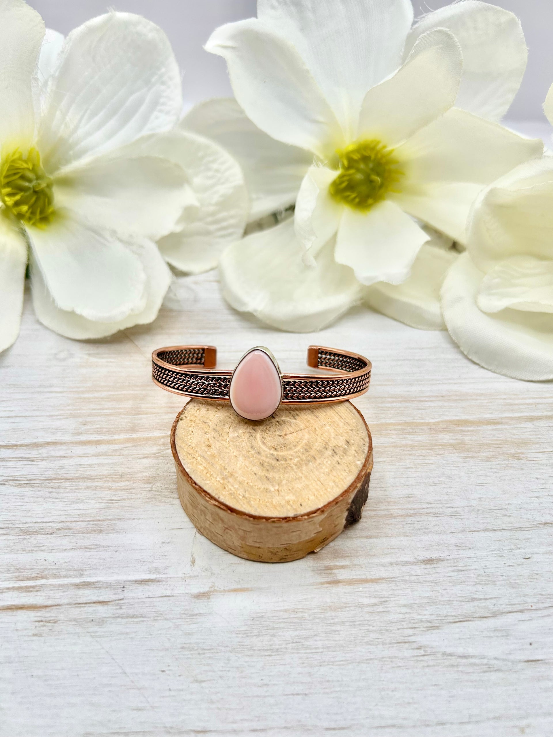 Navajo Made Pink Conch & Copper Cuff Bracelet