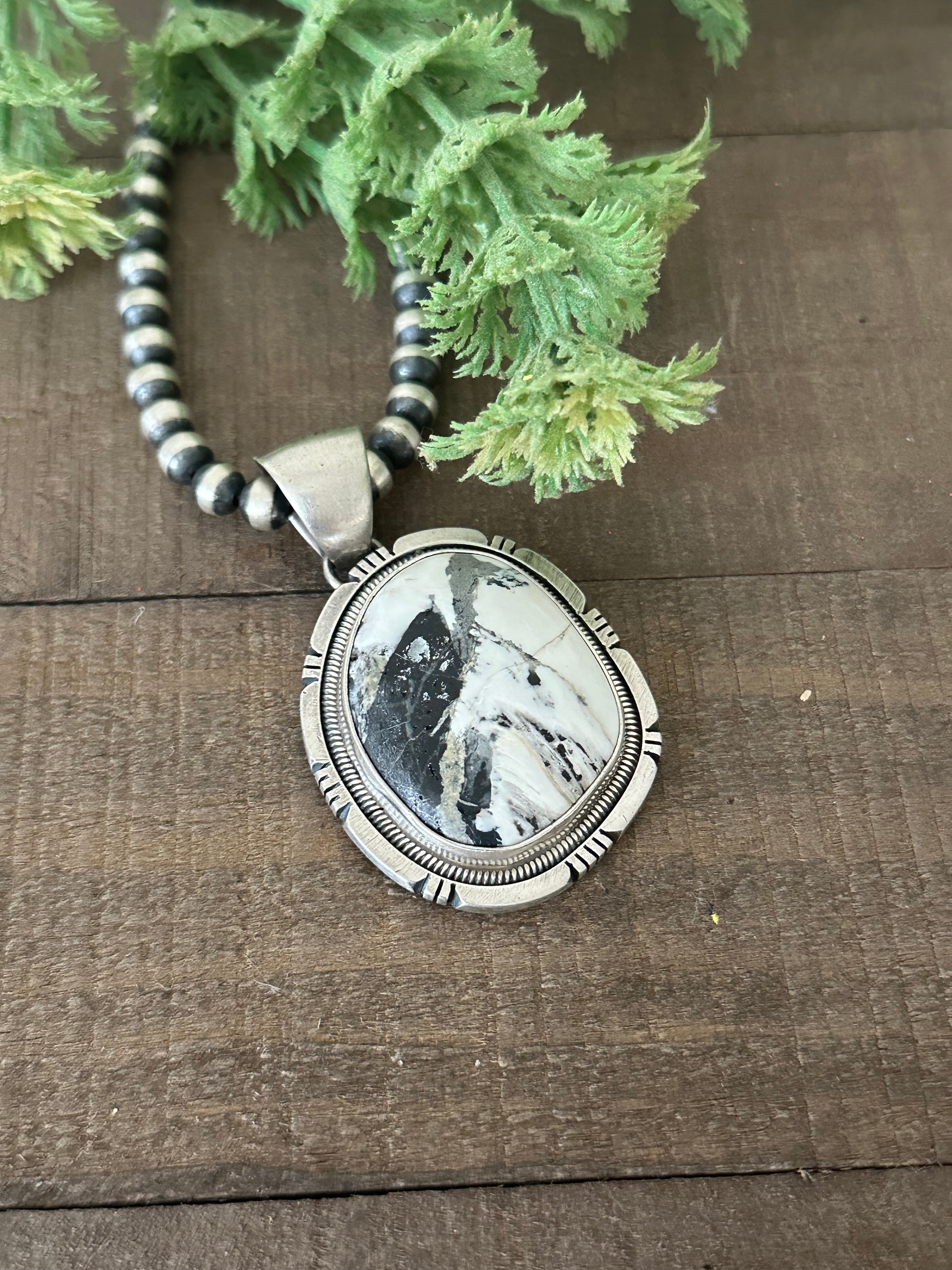 Wydell Billie White Buffalo & Sterling Silver Pendant