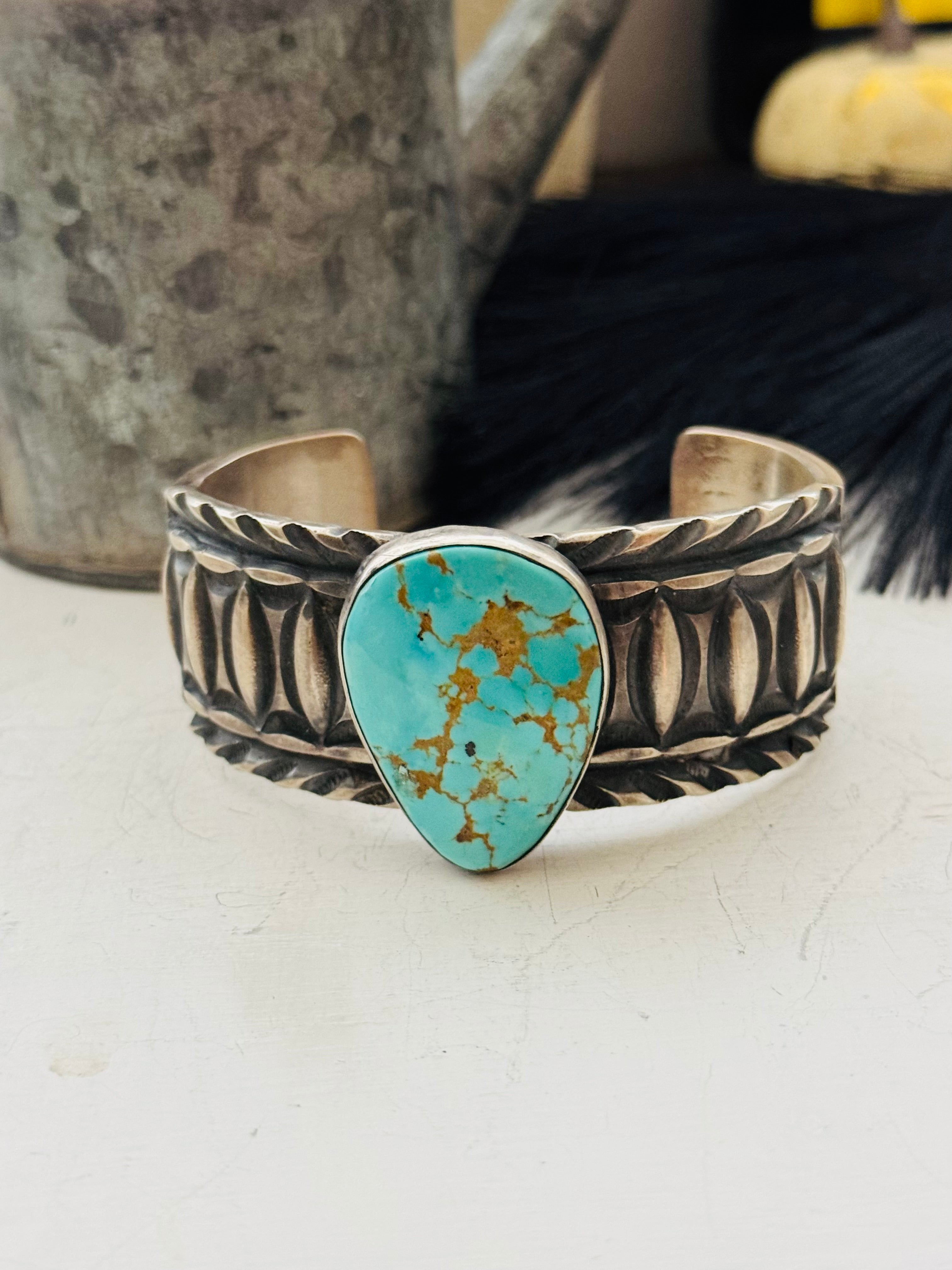 Jerold Tahe Kingman Turquoise & Sterling Silver Cuff Bracelet