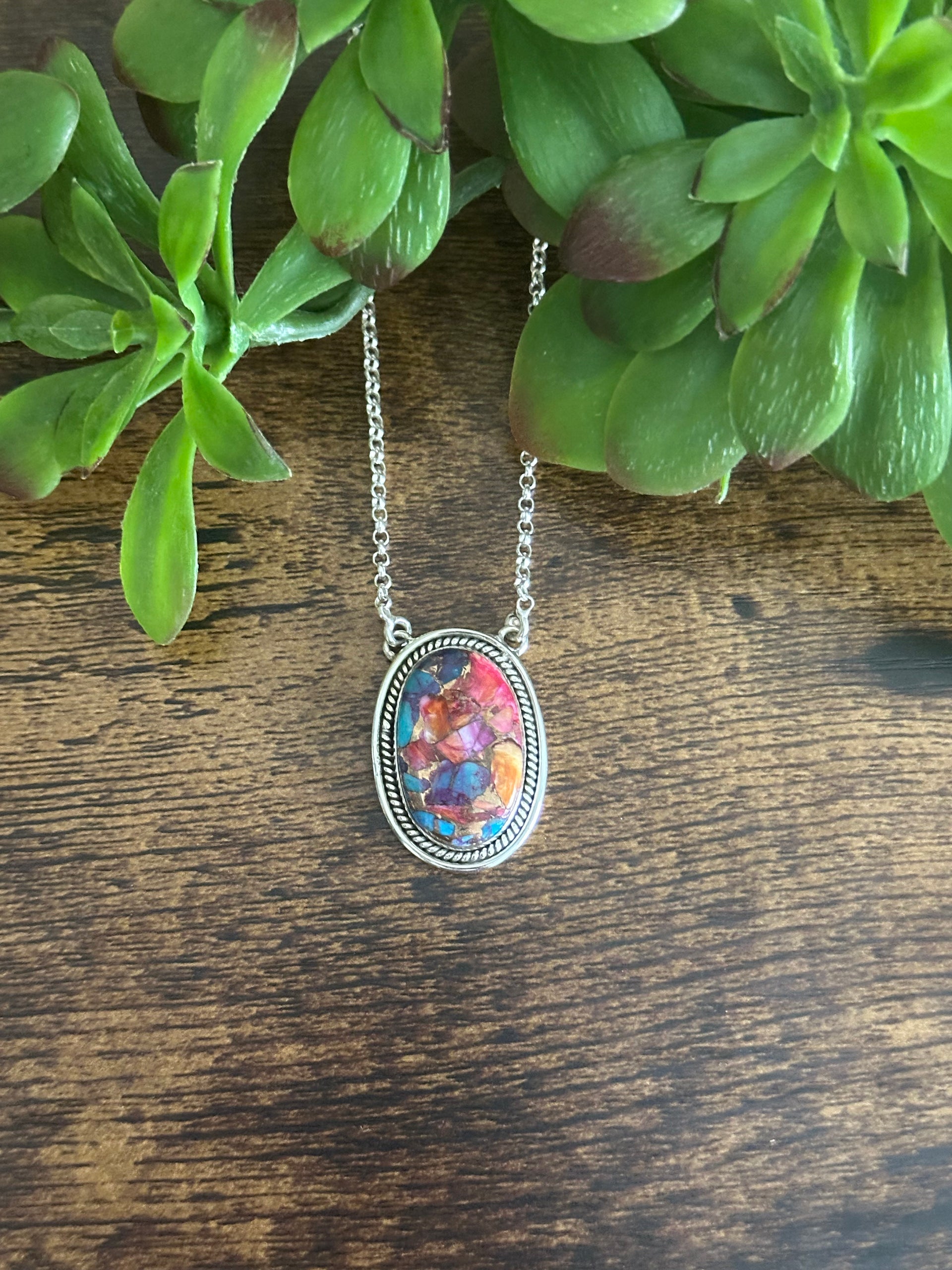 Southwest Made Mohave Turquoise & Sterling Silver Necklace