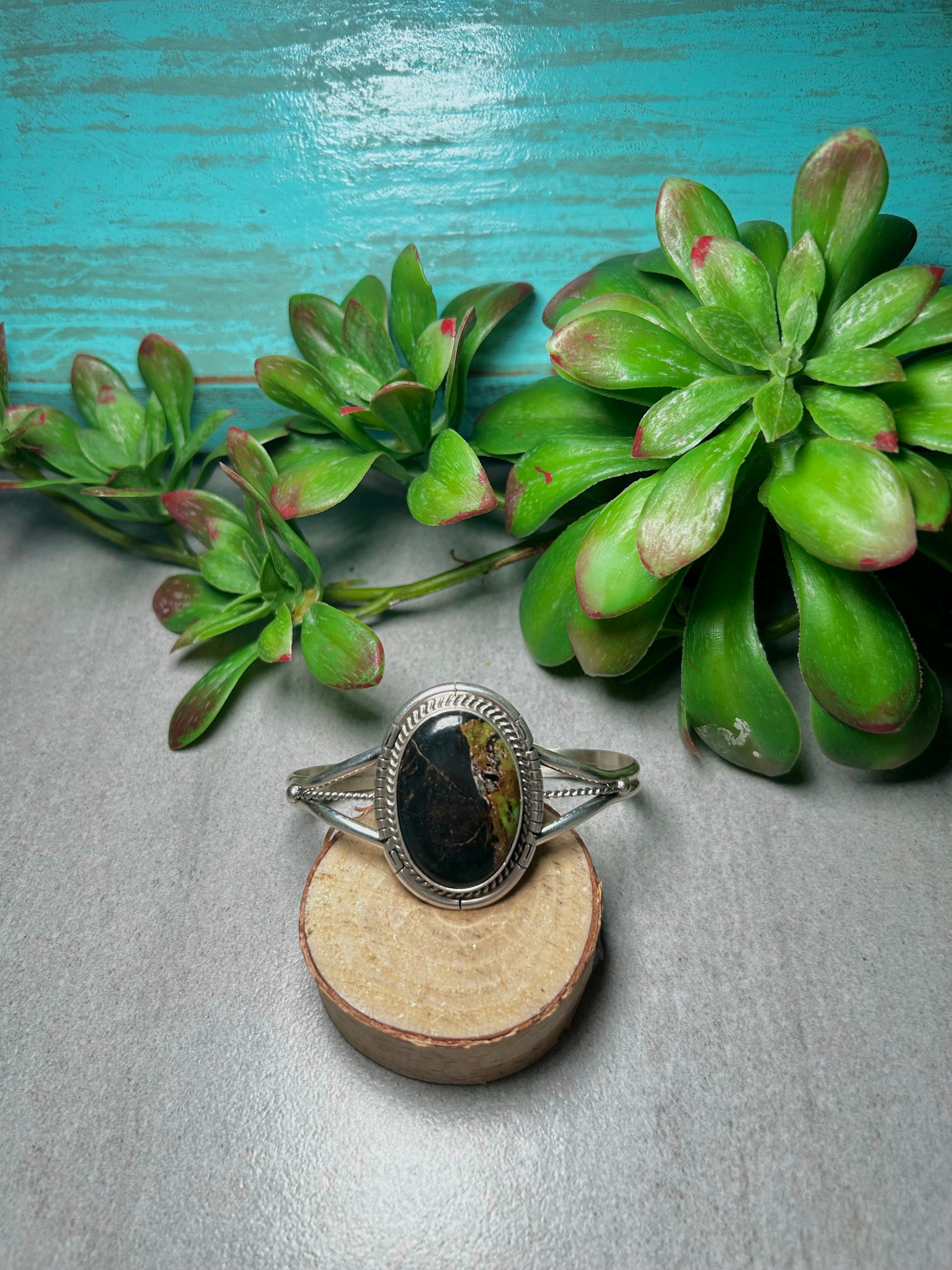 Dave Skeets Black Jack Turquoise & Sterling Silver Cuff Bracelet