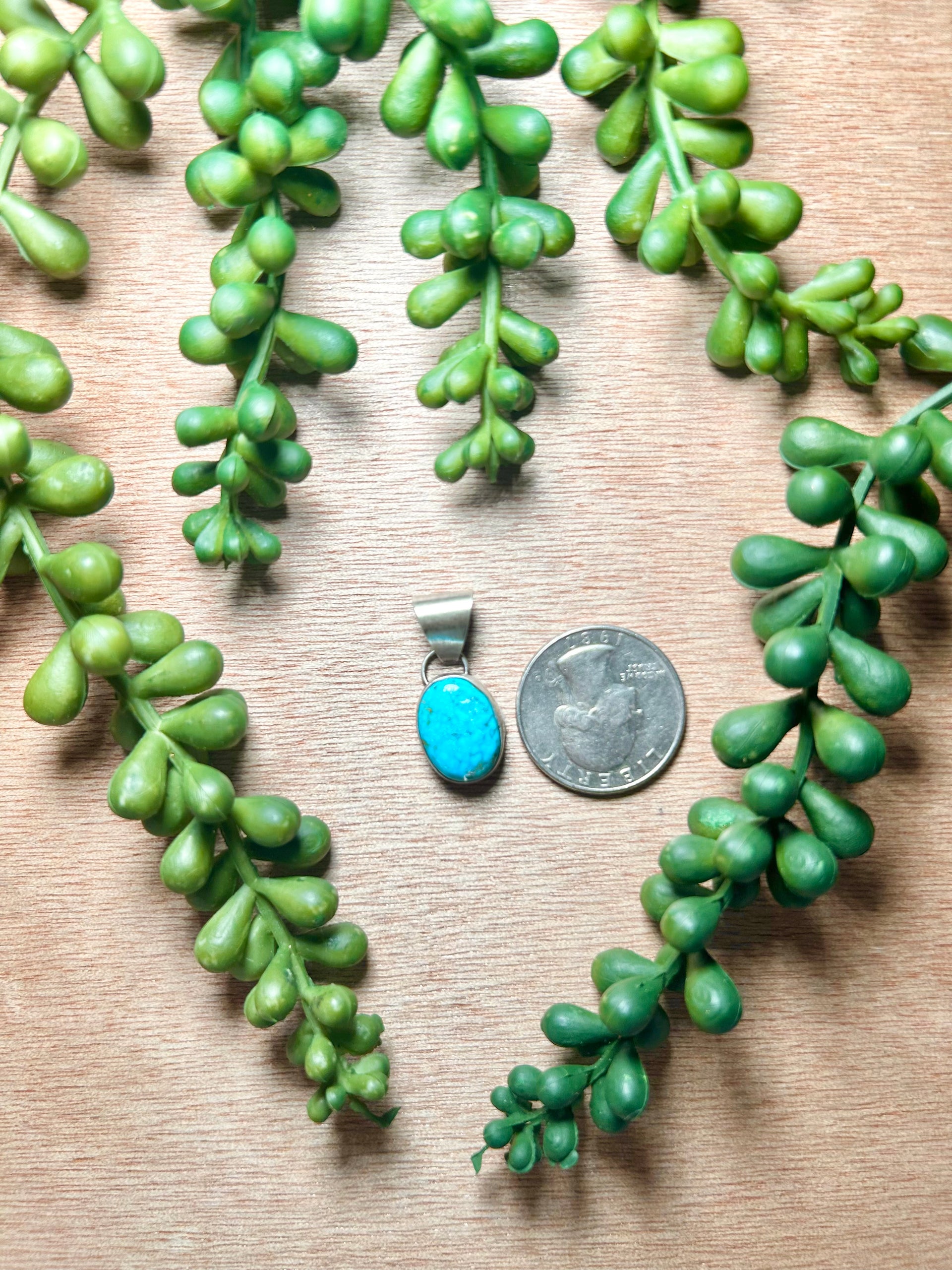 Navajo Made Blue Ridge Turquoise & Sterling Silver Pendant