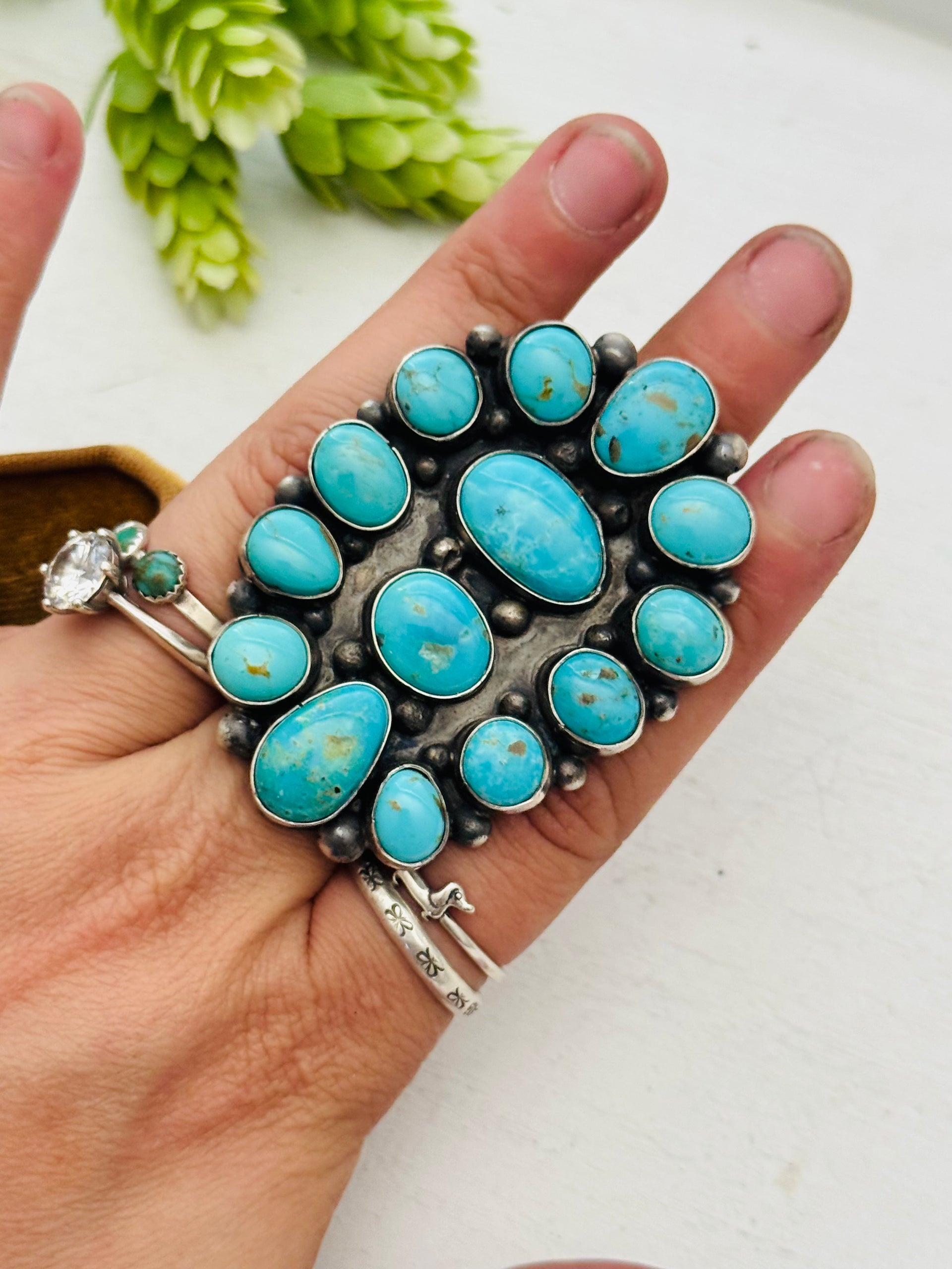 Sheila Becenti Kingman Turquoise Sterling Silver Ring Size 7