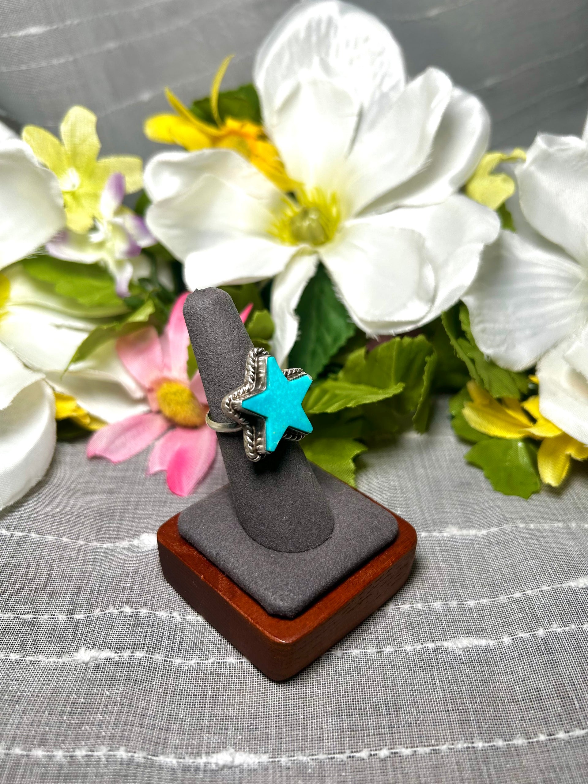 Larson Chee Kingman Turquoise & Sterling Silver Adjustable Ring