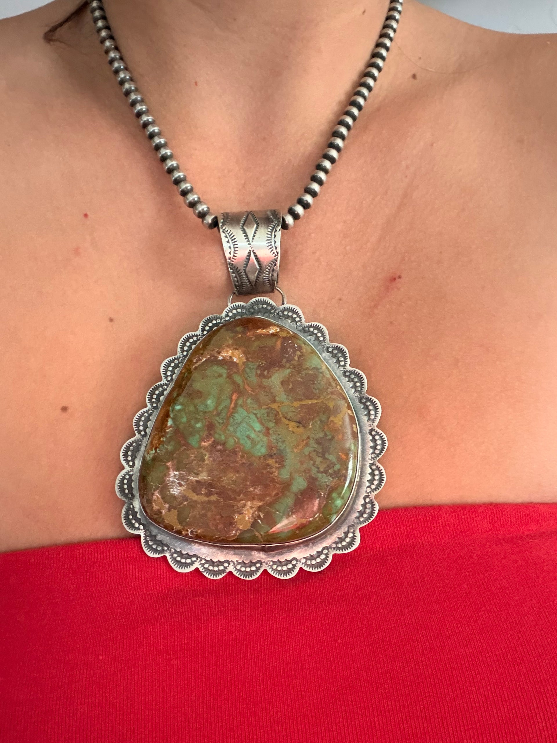 Rick Enrique Royston Turquoise & Sterling Silver Jumbo Pendant
