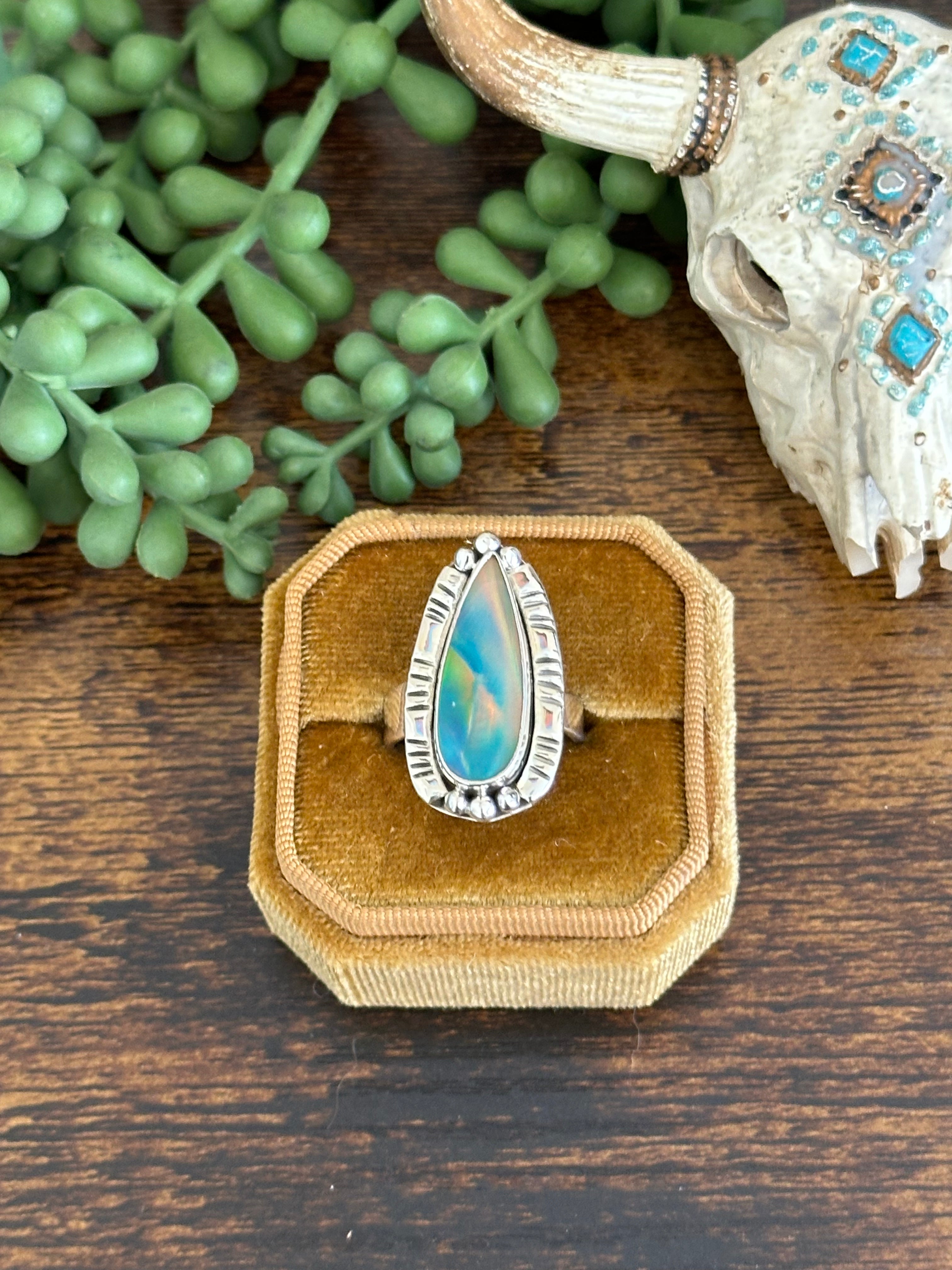 Southwest Handmade Opal & Sterling Silver Adjustable Ring