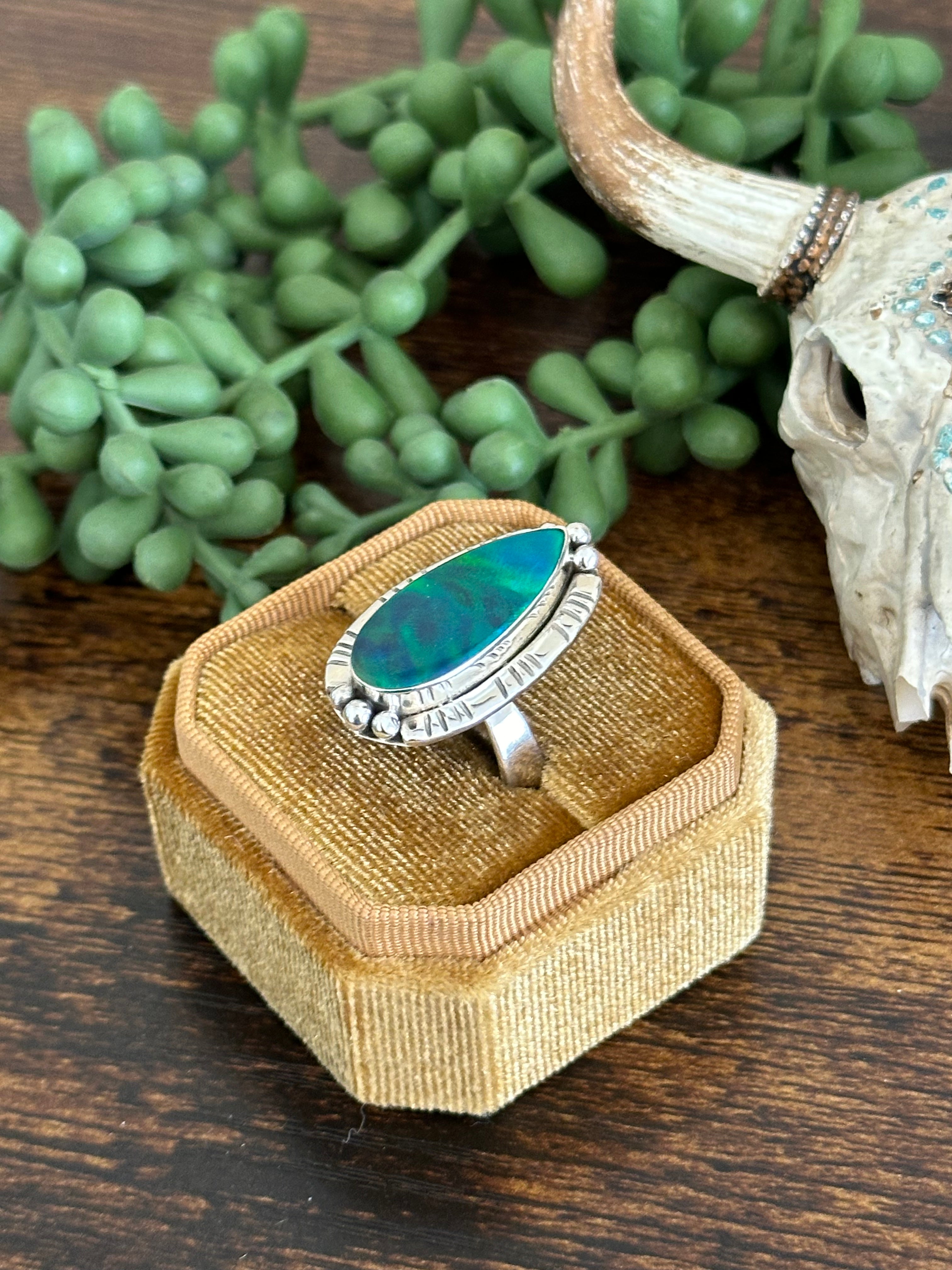 Southwest Handmade Opal & Sterling Silver Adjustable Ring