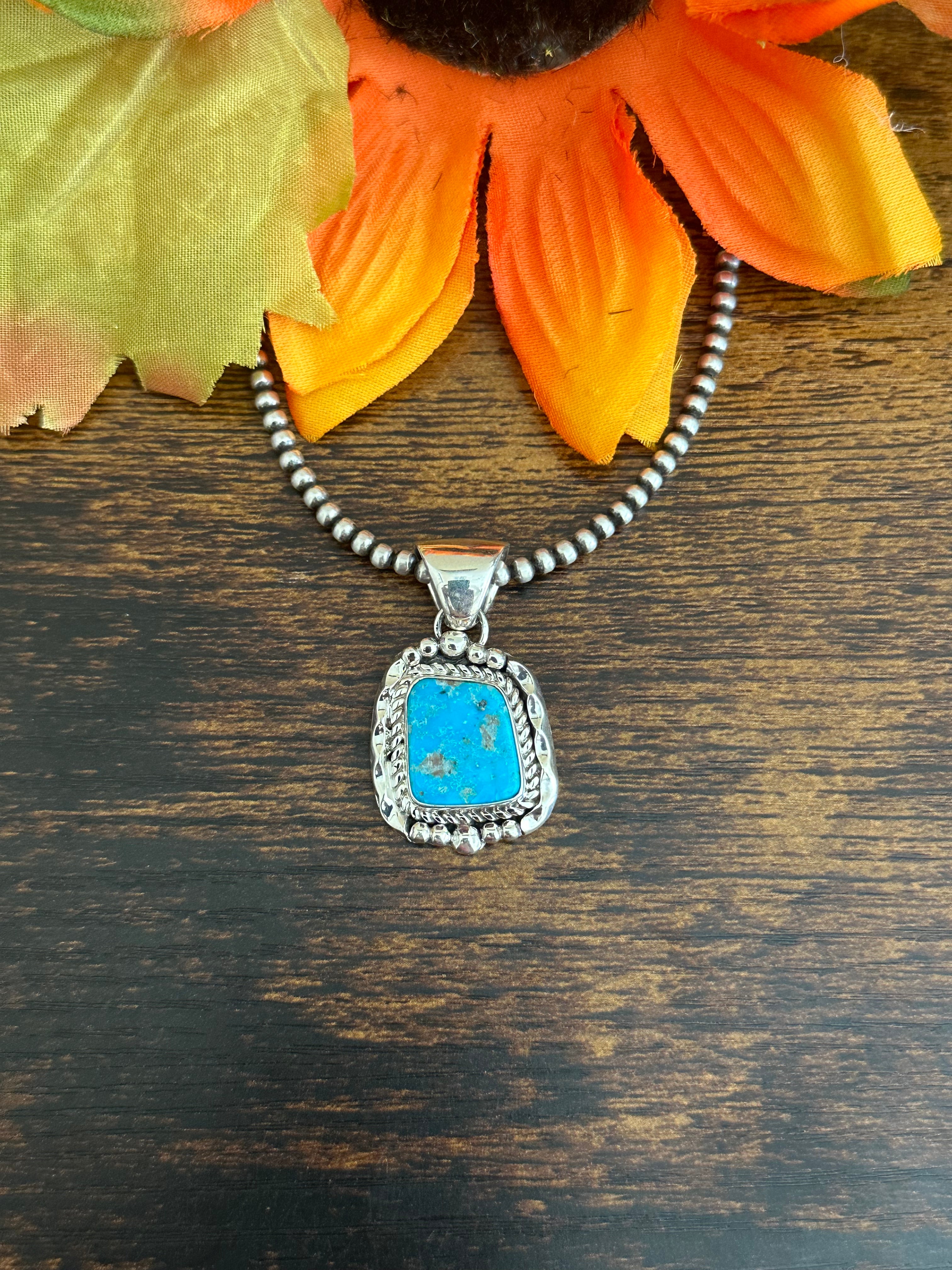 Eli Skeets Kingman Turquoise & Sterling Silver Pendant