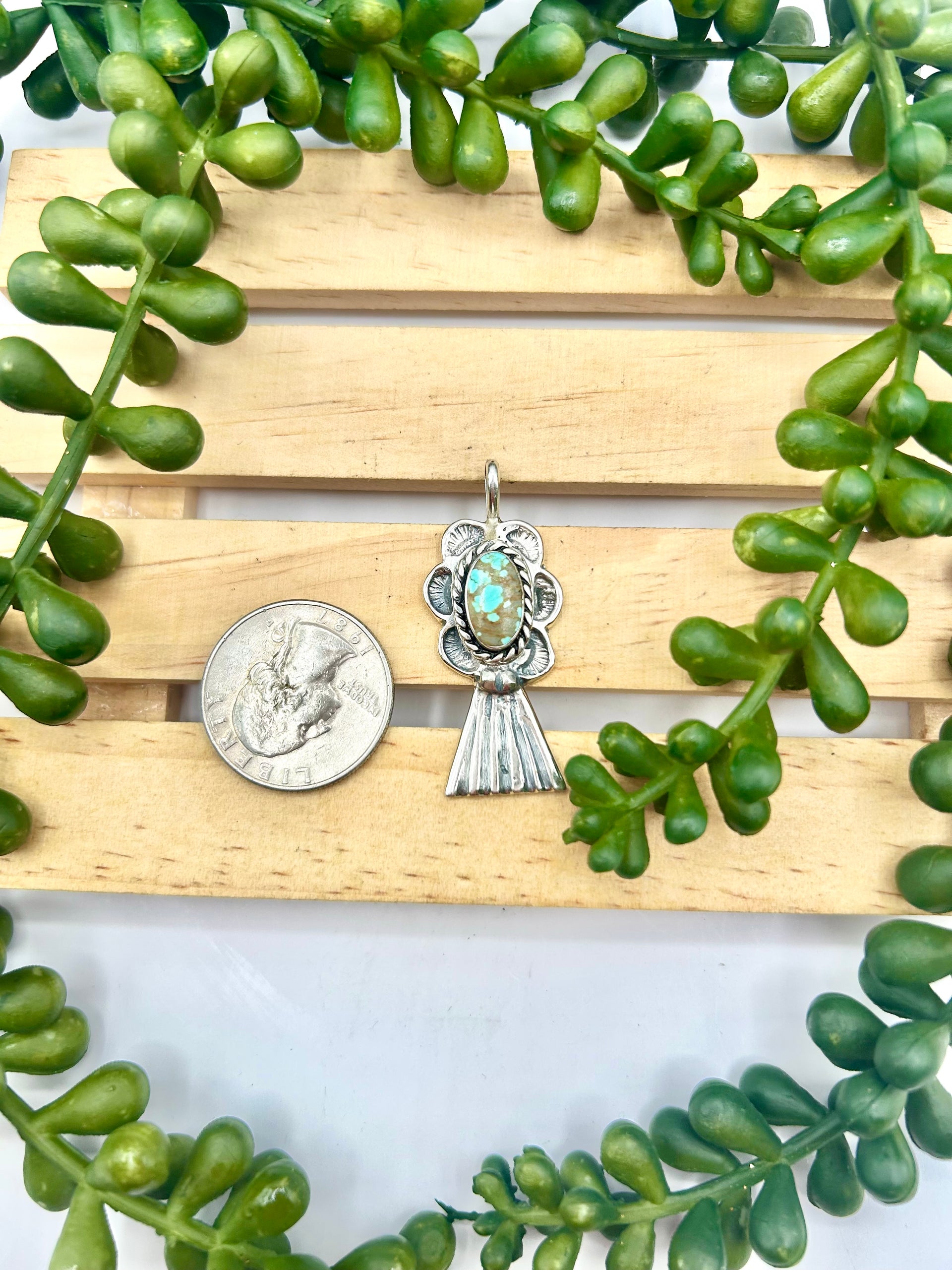 Joe Martinez Kingman Turquoise & Sterling Silver Pendant