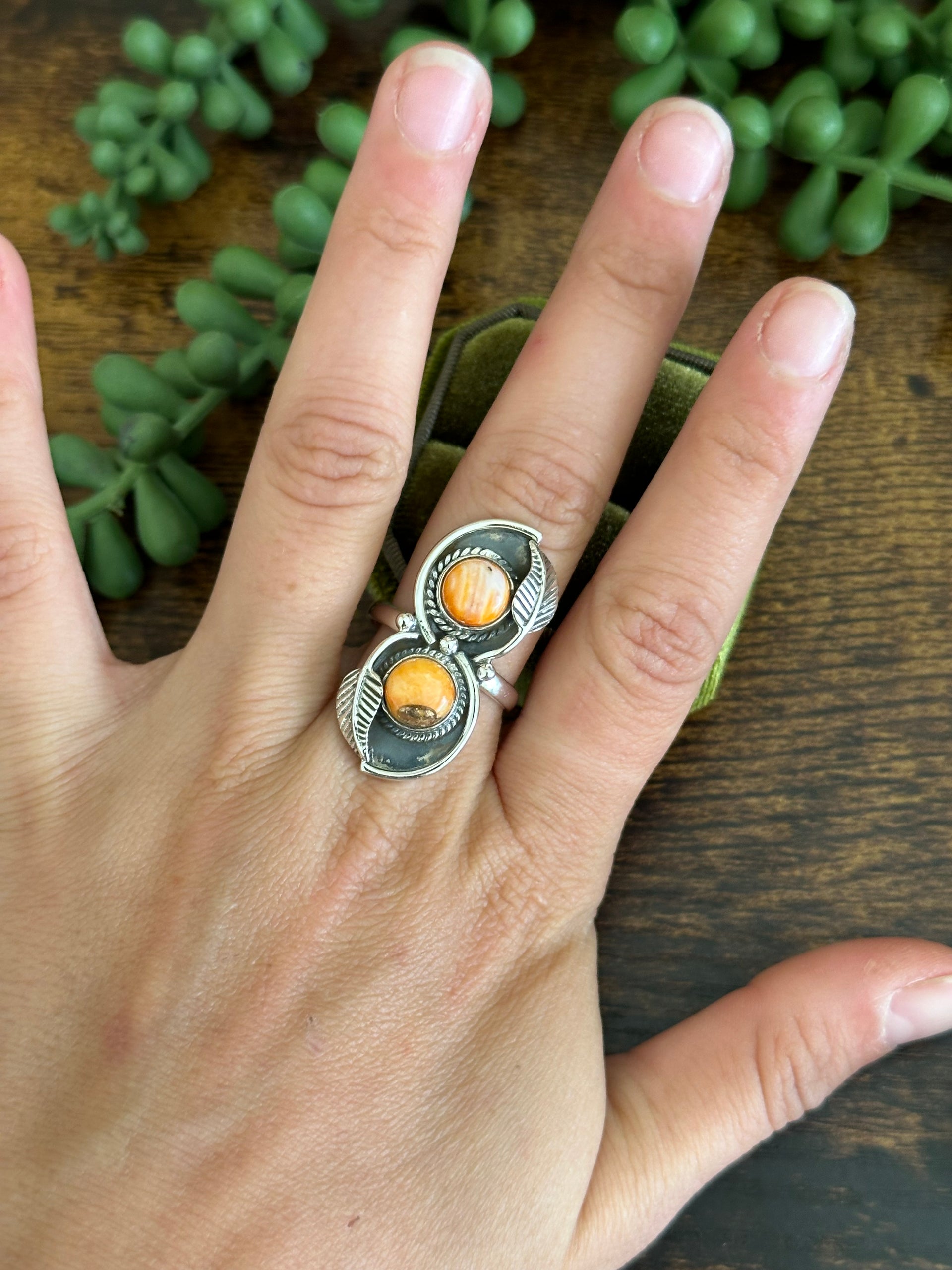 Southwest Handmade Mohave Turquoise & Sterling Silver Ring Size 8.5