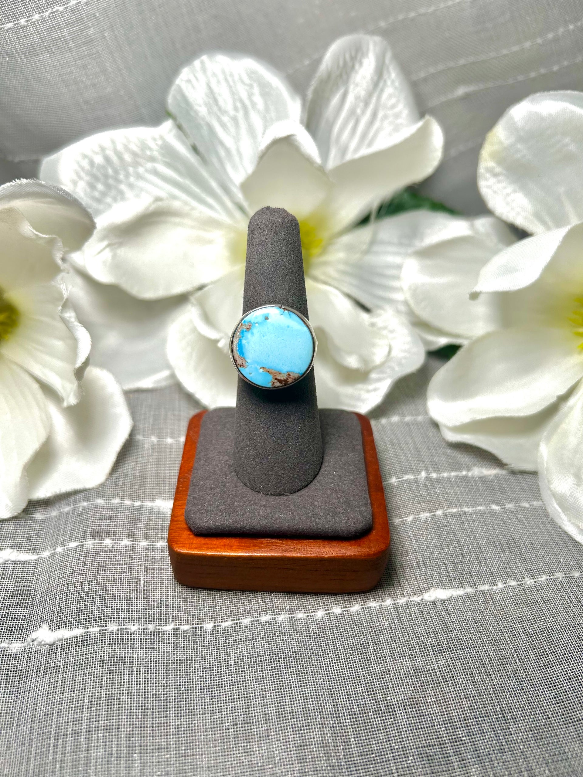 Carlos Francisco Golden Hill  Turquoise & Sterling Silver Ring Size 7