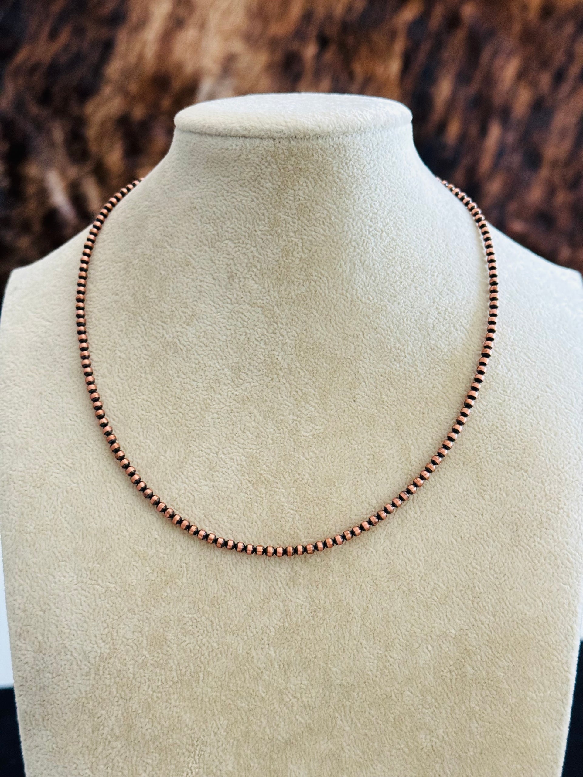 Navajo Strung Copper Pearls Beaded Necklace