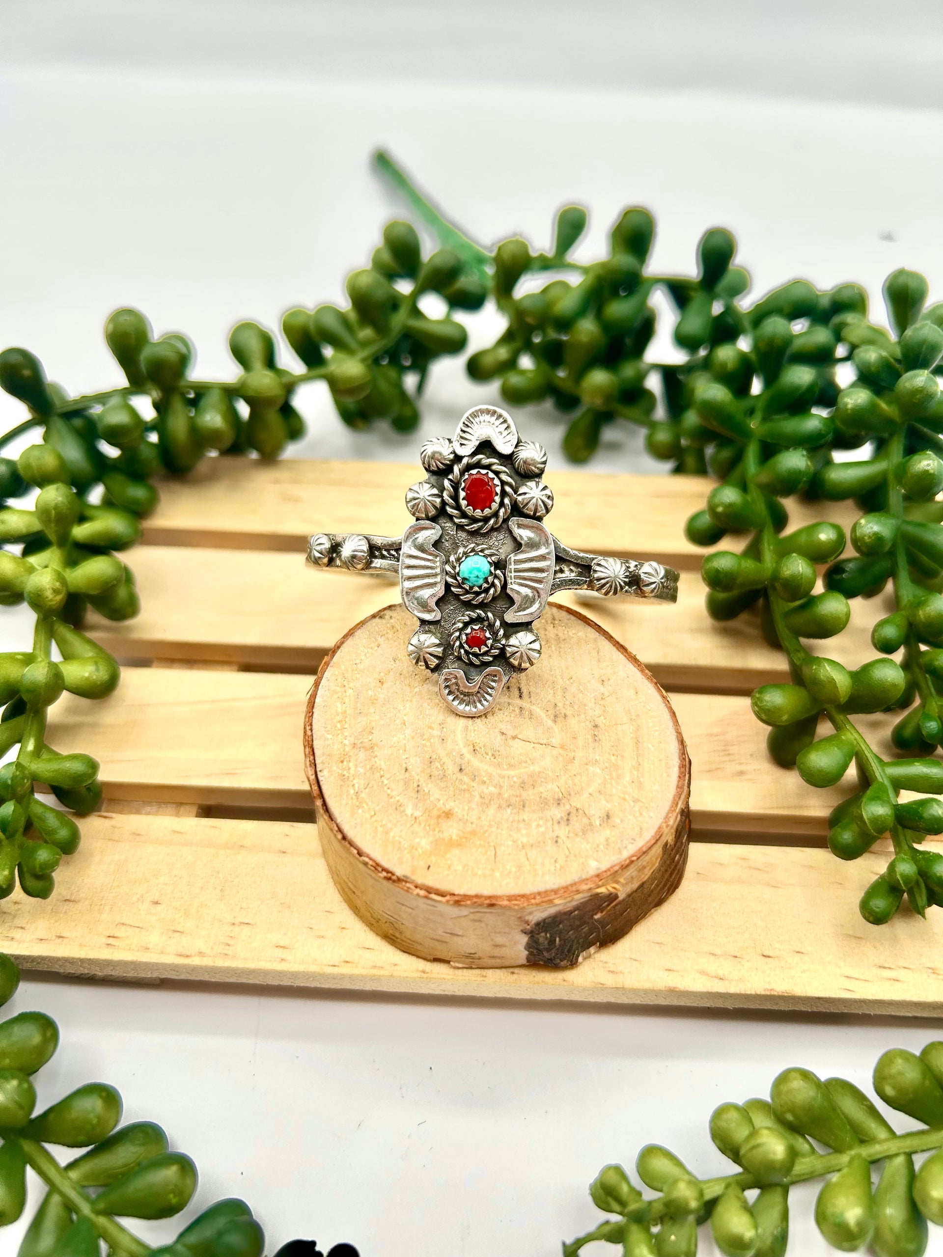 Old Pawn Navajo Made Multi Stone & Sterling Silver Cuff Bracelet