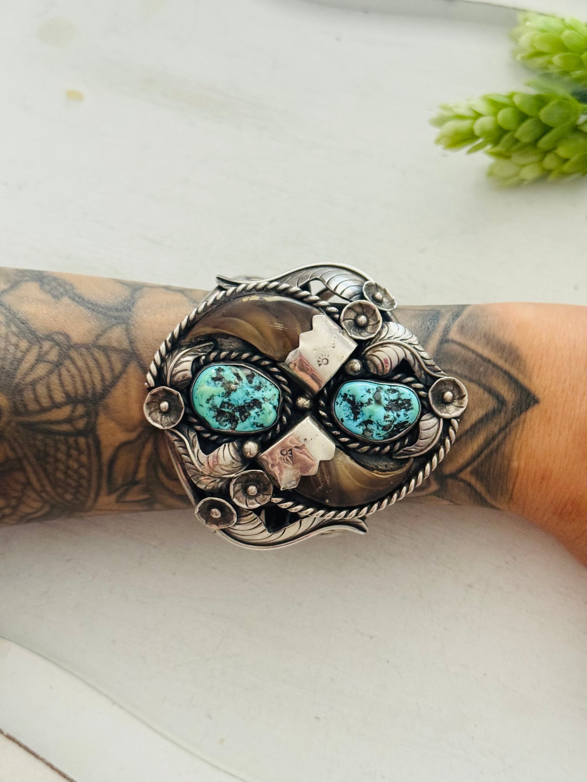 Vintage Charlie Morgan Kingman Turquoise & Sterling Silver Cuff Bracelet