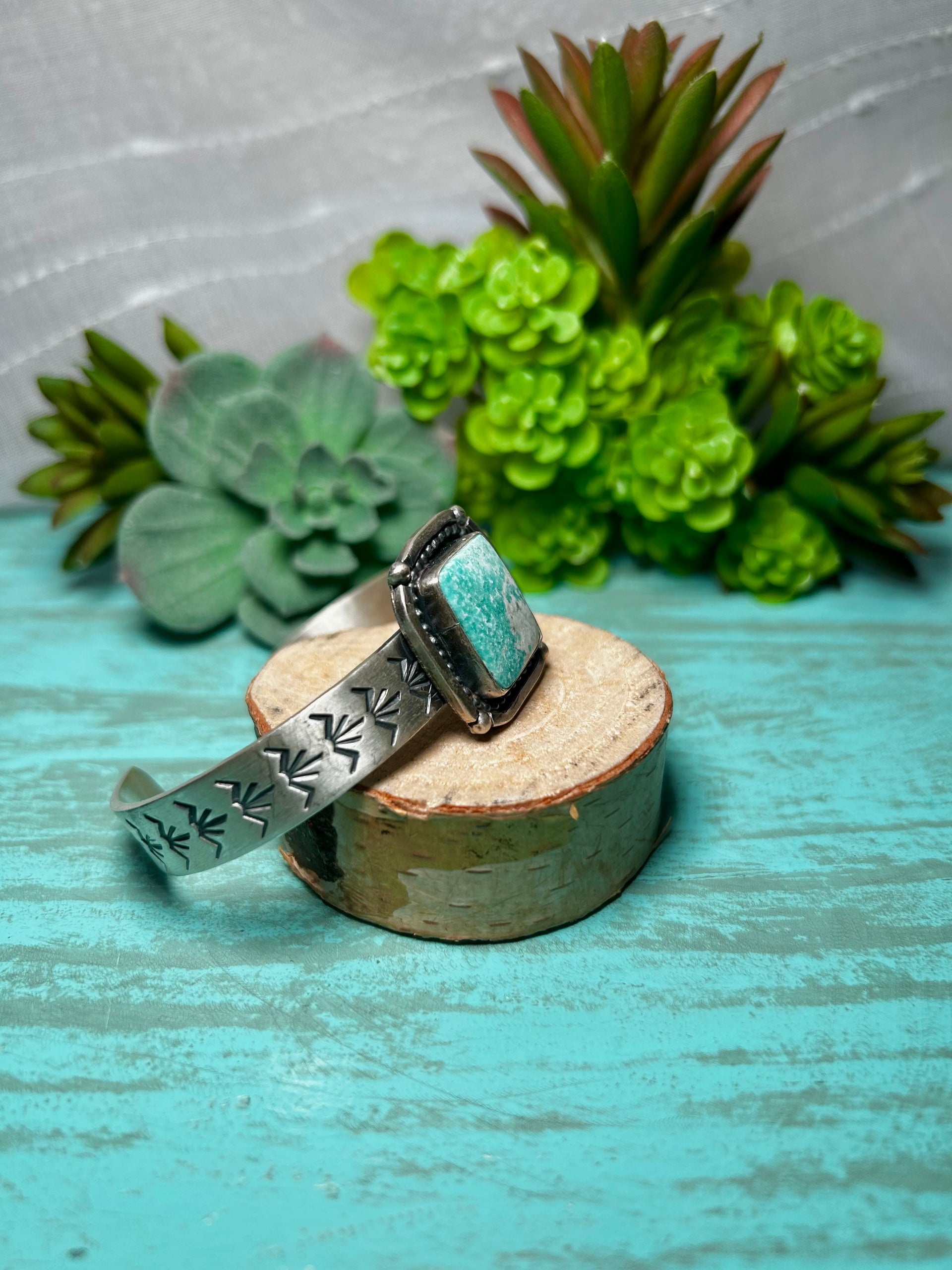 Jameson Garcia White Water Turquoise & Sterling Silver Cuff Bracelet